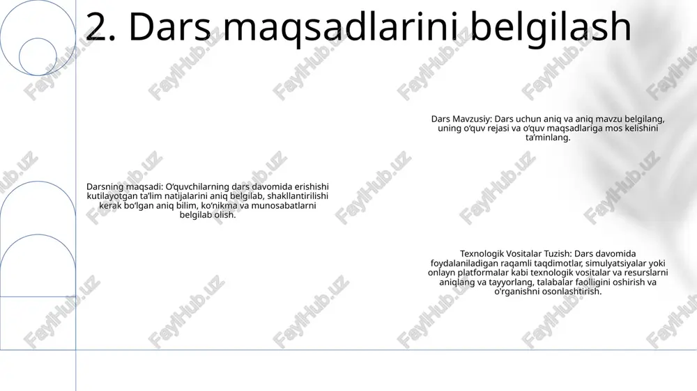 classroom, edmodo) yordamida interfaol dars materiallarini yaratish imkonini beradi. 6. multimedia yordamida dars o'tish darajasini oshirish 1: texnologiya real vaqt rejimida baholash imkonini beradi, o'qituvchilarga o'quvchilar taraqqiyotini kuzatish va darhol fikr-mulohazalarni taqdim etish imkonini beradi. raqamli platformalar va vositalar o‘quvchilarning javoblarini kuzatishi, ma’lumotlarni tahlil qilishi va takomillashtirish sohalarini aniqlashga yordam beruvchi hisobotlarni yaratishi mumkin. 2: raqamli portfellar va elektron o'quv platformalari talabalarga o'z ishlarini namoyish qilish, o'rganishlari haqida fikr yuritish va tengdoshlari bilan hamkorlik qilish uchun joy taklif qiladi. ushbu vositalar tanqidiy fikrlashni, o'z-o'zini baholashni va vaqt o'tishi bilan o'sishni hujjatlashni rivojlantiradi. 3: onlayn viktorinalar, simulyatsiyalar va o'quv o'yinlari talabalarning tushunishini baholashning qiziqarli va interaktiv usullarini taqdim etadi. texnologik takomillashtirilgan baholashlar turli xil ta'lim uslublarini qo'llab-quvvatlashi, o'z-o'zidan o'rganish uchun imkoniyatlar yaratishi va o'yin elementlari orqali talabalarni rag'batlantirishi mumkin. 7. talabalar tushunchasini texnologiya orqali baholash hamkorlik vositalari: google docs, microsoft teams yoki slack kabi vositalardan jamoaviy ish, hujjat almashish va real …