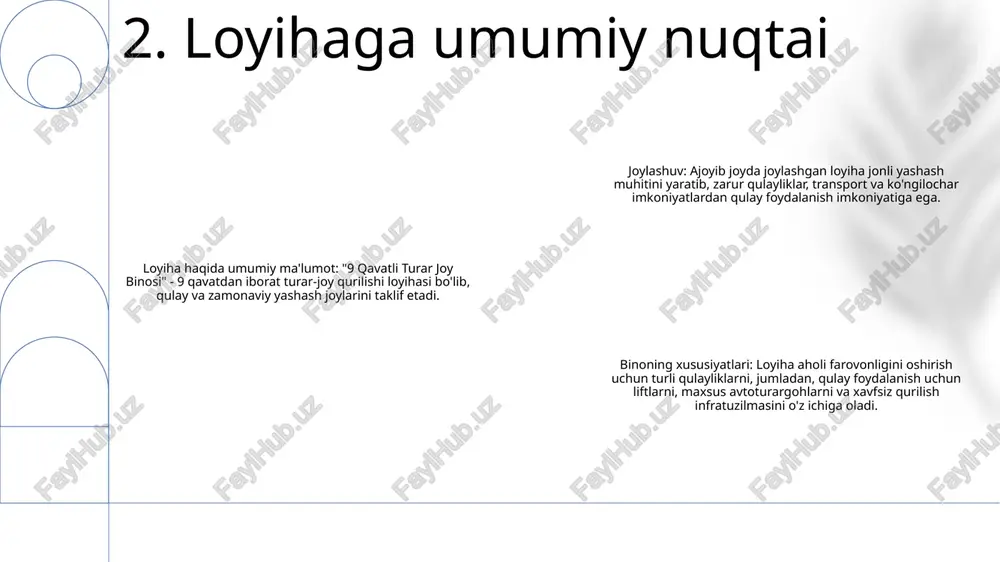atlantirish uchun kam oqimli sanitariya-tesisat va yomg'ir suvini yig'ish tizimlari joriy etilgan. 7. barqarorlik va yashil qurilish qurilish me'yorlari va standartlari: 9 qavatli turar joy binosining xavfsizligi va ishonchliligini ta'minlash, turkiyaning qurilish kodeksi (2018) va zilzilalarga chidamlilik, yong'in xavfsizligi va boshqa jihatlar uchun tegishli kodlarni o'z ichiga olgan turk qurilish kodekslariga rioya qilish. strukturaviy dizayn: turk qurilish kodeksining konstruktiv dizayn talablariga muvofiqligi, zilzilalar kabi lateral kuchlarga bardosh berish va binoning yaxlitligini ta'minlash uchun mustahkam strukturaviy elementlar va materiallardan foydalanish. materiallar xususiyatlari: 9 qavatli turar joy binosining chidamliligi va uzoq umr ko'rishini ta'minlash uchun turk qurilish kodekslarining xususiyatlariga javob beradigan yuqori sifatli materiallardan, jumladan, temir-beton, po'lat va boshqa materiallardan foydalanish. 8. qurilish qoidalari va qoidalari 1. temir-beton ramka: binoning strukturaviy yaxlitligini va seysmik kuchlarga chidamliligini ta'minlash uchun mustahkam temir-beton ramka qo'llaniladi. 2. masonli plomba: tashqi devorlar issiqlik izolyatsiyasini ta'minlash, ovoz o'tkazmasligini yaxshilash va umumiy tuzilmani mustahkamlash uchun tosh plombalardan foydalanadi. 3. …