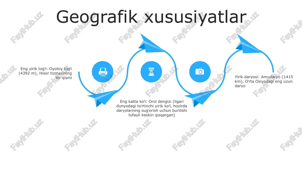 r tashlash imkonini beradi. yuneskoning butunjahon merosi ob'ektlari: o'zbekiston yuneskoning to'rtta butunjahon merosi ob'ektlari, jumladan, xiva, buxoro va samarqandning tarixiy shaharlari bilan faxrlanadi, ular mamlakatning boy me'moriy va madaniy merosini namoyish etadi. anʼanaviy hunarmandchilik va sanʼat: oʻzbekiston oʻzining jonli anʼanaviy hunarmandchiligi va sanʼati, jumladan, gilamdoʻzlik, kulolchilik va kashtachilik bilan mashhur hukumat va siyosat siyosiy partiyalar: oʻzbekistonda koʻppartiyaviylik tizimi mavjud boʻlib, oʻzbekiston liberal-demokratik partiyasi (oʻzlidep) eng yirik va nufuzli partiya hisoblanadi. boshqa yirik partiyalar qatoriga oʻzbekiston xalq demokratik partiyasi (xdp) va “milliy tiklanish” demokratik partiyasi kiradi. boshqaruv tizimi: prezident-parlamentli respublika, bu yerda prezident ijro etuvchi hokimiyatni, ikki palatali parlament esa qonun chiqaruvchi hokimiyatni amalga oshiradi. inson huquqlari: o‘zbekistondagi inson huquqlari ahvoli xalqaro tashkilotlar tomonidan tanqid qilingan. xavotirlar orasida so‘z erkinligi, yig‘ilishlar va din erkinligining cheklanishi, shuningdek, qiynoqlar va o‘zboshimchalik bilan hibsga olingani haqidagi iddaolar kiradi. tashqi aloqalar diplomatik aloqalar: oʻzbekiston dunyoning 130 dan ortiq mamlakatlari, jumladan aqsh, rossiya, xitoy va buyuk …
