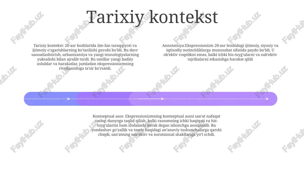 n ajralib turadi. rassomlar ko'pincha katta tuvallar va qalin ranglardan foydalangan holda ifodali va vizual jihatdan kuchli asarlar yaratdilar. geometrik abstraktsiya geometrik abstraksiya: mavhum kompozitsiyalar yaratish uchun geometrik shakllar va shakllardan foydalanadigan san'at uslubi. annotatsiya: taniqli narsalarni tasvirlamaydigan san'at. ko'pincha qalin ranglar, shakllar va to'qimalar bilan ajralib turadi. mavhum ekspressionizm: ikkinchi jahon urushidan keyingi san'at harakati, shiddatli his-tuyg'ularni aks ettiruvchi katta, imo-ishorali rasmlar bilan tavsiflanadi. san'at bo'yicha annotatsiya: taniqli ob'ektlarni tasvirlamaydigan, his-tuyg'ularni uyg'otish yoki g'oyalarni etkazish uchun shakllar, ranglar va teksturalardan foydalanadigan san'at turi. op art: ko'pincha qora va oq rangda vizual tarzda ajoyib effektlarni yaratish uchun optik illyuziya va naqshlardan foydalanadigan badiiy uslub. mavhum ekspressionizm: mavhum rasmni ekspressionistik uslublar bilan birlashtirgan san'atdagi harakat, natijada ham hissiy, ham tasviriy bo'lmagan asarlar paydo bo'ladi. kontseptual san'at kontseptual san'at- asarning jismoniy shakliga emas, balki orqasidagi g'oya yoki kontseptsiyaga e'tibor qaratadi.- san'at haqidagi an'anaviy tushunchalarga ob'ekt sifatida e'tiroz bildiradi, intellektual va eksperimental jalb …