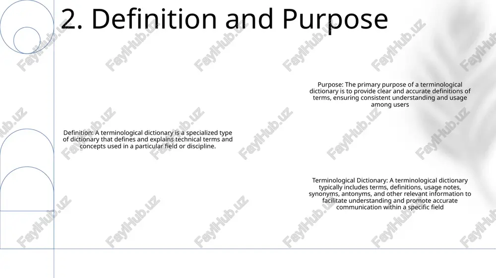 es definitions, explanations, and equivalents for specialized terms- helps users understand and use terminology correctly- ensures consistency and clarity in communication 7. applications and benefits digitalization: advancements in technology will continue to drive the digitization of terminologies, enabling easy access and retrieval through online platforms. inclusivity and transculturalism: terminological initiatives will increasingly focus on promoting inclusivity and cross-cultural understanding, ensuring that terminologies reflect the diverse perspectives and realities of different communities. artificial intelligence: ai-powered tools will enhance the accuracy and efficiency of terminology management, such as automated translation, semantic analysis, and concept extraction. 8. future trends and innovations thank you for your attention @taqdimot_robot image1.png /docprops/thumbnail.jpeg