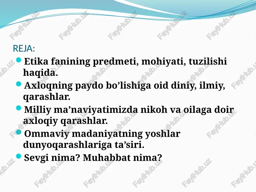 ni uch guruhga bo`lib o`rganishni maqsadga muvofiq deb hisoblaymiz. axloqiy bilish bilan real hayot o`rtasidagi eng muhim aloqa va munosabatlarni in`ikos ettiruvchi, axloq ilmining mezonini ifodalovchi tushunchalardir; ularni biz axloqshunoslikning mezoniy tushunchalari yoki kategoriyalari sifatida tushunamiz -axloqiy tamoyillar - axloqiy me`yorlar misr va hindistondagi axloqiy gʻoyalar, qarashlar antik davr estetikasiga ilmiynazariy asos boʻldi; yunon mutafakkirlari sokrat va platon qarashlarida ilohiylik axloqning asosi, insonga axloqiylik azaldan berilganligi taʼkidlansa, aristotel inson kamolotga bilish faoliyati, voqelikka faol munosabati orqali, hirsu ehtiroslar ustidan hukmronlik qila olishi tufayli erishadi, deydi. sitseron, seneka, epiktet singari qadimiy rim axloqshunoslarining qarashlarida esa qullik, erk, hayotning maʼnosi, baxt muammolari oʻrtaga tashlanadi. oʻrta asrlar etikasida qadimgi sharq mutafakkirlari (roziy, forobiy, ibn sino, ibn rushd) asarlari va fikhiy tasavvufiy yoʻnalishlarda abu lays samarqandiy, gʻazzoliy, rumiy, aziziddin nasafiy, navoiy, koshifiy tomonidan yozilgan kitoblar e. taraqqiyotiga katta hissa boʻlib qoʻshildi; uygʻonish davri faylasuflari oʻz axloqiy qarashlarida ulardan samarali foydalandilar (valla, monten). bu taʼsirni …