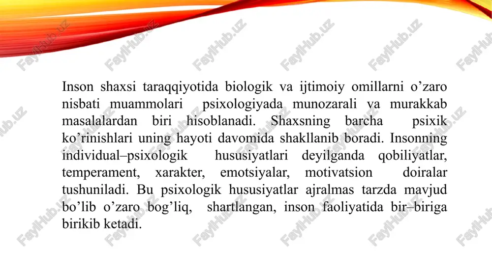 altiradi, kuchaytiradi va muayyan maqsad sari harakat qilishini ta’minlaydi. inson faoliyati davomida motivatsiya turli shakllarda namoyon bo’ladi: ichki va tashqi motivatsiya. ichki motivatsiya shaxsning o’z faoliyatidan qoniqish olishi, uni mazmunli va qiziqarli deb bilishi bilan belgilanadi. masalan, bilim olish jarayonidan zavqlanish, ijodiy faoliyatdan ruhiy qoniqish topish yoki yangi ko’nikmalarni egallash istagi ichki motivatsiyaning namunasidir. tashqi motivatsiya esa mukofotlar, moddiy rag’bat, baho, ijtimoiy maqom yoki jazo kabi tashqi omillar ta’sirida shakllanadi. "motiv inson faoliyatida muayyan maqsadni bajarishga sabab bo’luvchi omil. motiv shaxsni harakatga va faoliyatga undovchi, ehtiyojning yuksak shakli sifatida paydo bo’luvchi ichki turtki hisoblanadi. ehtiyoj va instinkt, mayl va hissiyot, ideal va boshqalar motivlar jumlasiga kiradi". bizningcha, shaxs o’zining motivlari yordamida borliq bilan uzviy aloqada bo’ladi. insonning xulq-atvori (xulqi)ni harakatlantiruvchi kuchi sifatida namoyon bo’luvchi motivlar shaxsning tuzilishida (tarkibida) yetakchi o’rin egallaydi e.g’oziev "motiv - bu shaxs xulq-atvorining kognitivistik jarayoninibevosita tashqi olam bilan bog’lovchi sub’ektiv tarzda aks etish demakdir"- deb ta’kidlaydi. …