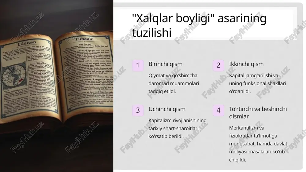 hun a.smit tejamkorlikni qo‘llab-quvvatlaydi. uning yozishicha «har bir isrofgar - jamiyat boyligining dushmani, har qanday tejamkor odam - jamiyatga muruvvat ko‘rsatuvchidir» jamiyatdagi mehnat taqsimoti odamlarni bir-birlari bilan bog‘lab turuvchi va ularga mahsulot va resurslarni almashtirish imkonini beruvchi mexanizmning bo‘lishini taqozo etadi. bunday mexanizm bozor hisoblanadi. bozor to‘g‘risida a.smit ta’limotidagi asosiy g‘oya iqtisodiy liberalizm g‘oyasi, davlatning iqtisodiyotga aralashuvini minimallashtirish g‘oyasi, erkin raqobat asosida tashkil topadigan baho yordamida iqtisodiyotning o‘zini-o‘zi boshqarish g‘oyasi hisoblanadi. iqtisodiy erkinlik prinsipi a.smit davlatning faqat uch funksiyasini tan oladi: adolatli sud qilish mamlakat xavfsizligini ta’minlash jamiyat uchun zarur bo‘lgan ijtimoiy korxona va muassasalarni ta’minlash jamiyatga naf keltiruvchi faoliyatni biror harakat bilan cheklamaslik kerak, degan xulosa chiqariladi. bu tamoyilga ko’ra adam smit tomonidan quyidagilar taklif etiladi: 1. ishchi kuchining erkin harakati; 2. savdoda (yer savdosida ham) to’la erkinlik; sanoat va ichki savdoni hukumat tomonidan reglamentastiya qilishga qat’iy qarshilik; erkin tashqi savdo (protekstionizmga qarshi). adam smit shunday yozadi: «har bir …