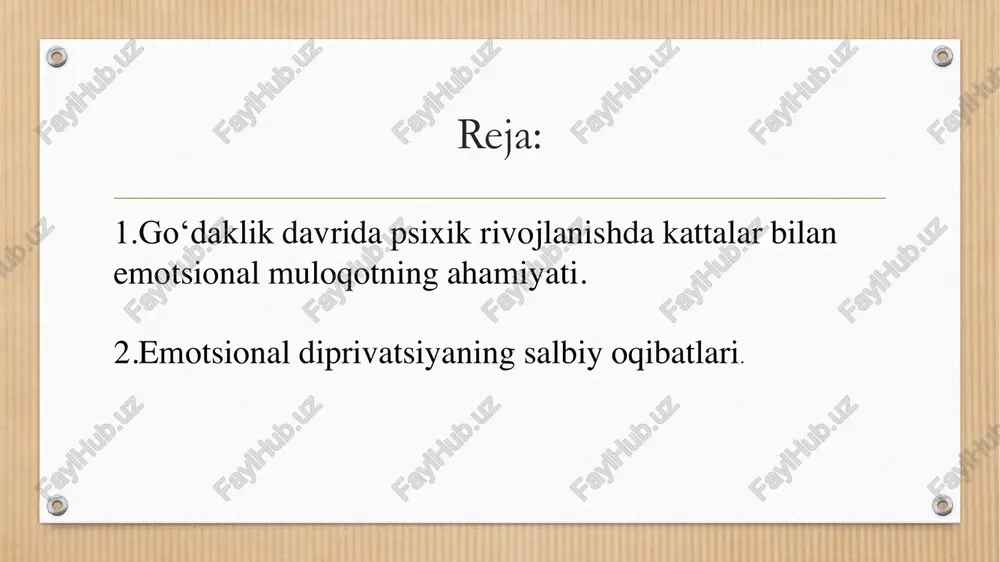 qanchalik erta ajralgan bo'lsa va bu davr qanchalik uzoq davom etsa, deprivatsiya buzilishlarining oqibatlari shunchalik kuchli bo'ladi.