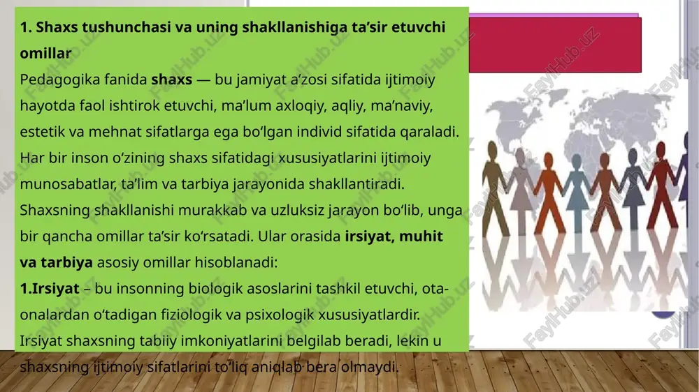 un qo‘yishni o‘rganadi. o‘qituvchi va o‘quvchi o‘rtasidagi pedagogik hamkorlik bu jarayonning markazida turadi. o‘qituvchi faqat bilim beruvchi emas, balki shaxs kamolotiga yo‘naltiruvchi, unga o‘rnak bo‘luvchi, ruhlantiruvchi shaxs sifatida muhim o‘rin tutadi. ta’lim va tarbiya uyg‘un holda olib borilgandagina insonda ma’naviy yetuklik, ijtimoiy faollik va vatanparvarlik fazilatlari shakllanadi. shu bois pedagogika fani shaxsni har tomonlama rivojlantirishda ta’lim-tarbiyani bir butun jarayon sifatida qaraydi. 3. shaxsni har tomonlama rivojlantirishda zamonaviy pedagogik yondashuvlar zamonaviy ta’lim jarayonida asosiy maqsad — shaxsga yo‘naltirilgan ta’limni amalga oshirish, ya’ni o‘quvchini faqat bilim oluvchi emas, balki o‘zini rivojlantiruvchi faol ishtirokchi sifatida shakllantirishdir. pedagogika fani bugungi kunda inson shaxsini markazga qo‘ygan, uning imkoniyatlarini to‘liq ochishga qaratilgan yondashuvlarga tayanadi. shaxsni har tomonlama rivojlantirishda quyidagi zamonaviy pedagogik yondashuvlar muhim o‘rin tutadi: shaxsga yo‘naltirilgan ta’lim – bu o‘quvchining shaxsiy qiziqishlari, ehtiyojlari, qobiliyatlari va imkoniyatlarini inobatga olgan holda o‘qitish tizimidir. bu yondashuv o‘quvchini mustaqil fikrlovchi, ijodkor va mas’uliyatli inson sifatida tarbiyalaydi. innovatsion pedagogik texnologiyalar …
