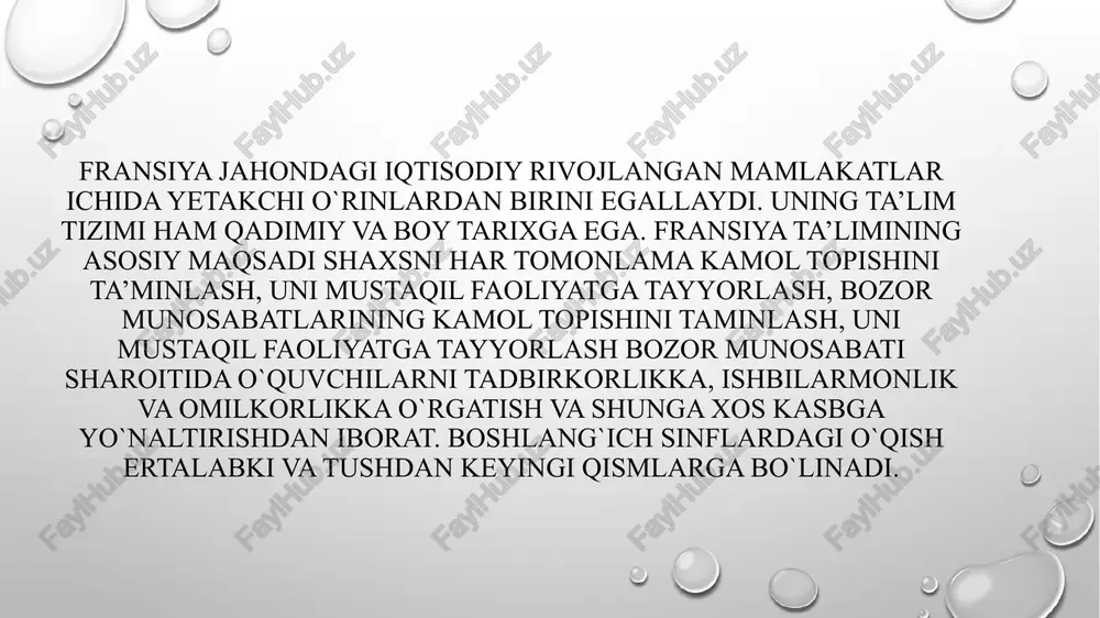 ingi paytlarda ilmiy asoslanmagan, sinab ko`rilmagan “islohotlar” ni joriy etish, yangi o`quv muassasalari to`g`risida ham ta’lim vazirligi tasdiqlagan nizomdan chetga chiqish hollari ro`y bermoqda, aksariyat shunday “isloh” qilingan maktablar, sinflar ko`zlagan samaradorlikni bermaganligi uchun oddiy maktablar va sinflarga aylantirilmoqda. e’tiboriz uchun rahmat!🤗 image2.png image4.jpeg image5.jpeg image3.png image1.png /docprops/thumbnail.jpeg