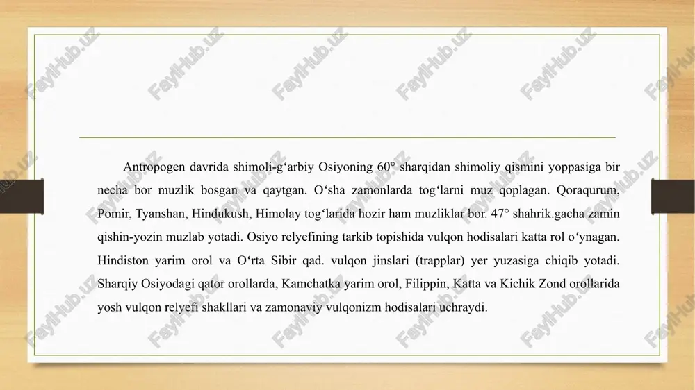 ib bormoqda. mavjud muhim infratuzilmaning muhim qismi tabiiy ofatlar sodir bo‘lganda iqtisodiy faoliyatning sezilarli darajada buzilishiga olib keladigan ko‘plab xavfli hodisalarning yuzaga kelish xavfi yuqori bo‘lgan hududlarda joylashgan. masalan, osiyo-tinch okeani mintaqasidagi elektr stansiyalari, optik tolali kabel tarmoqlari va aeroportlarning uchdan bir qismi, shuningdek, yo‘l infratuzilmasining 42 foizi yuqori xavfli ko‘p xavfli hududlarda joylashgan. . markaziy osiyo mamlakatlari suv resurslaridan foydalanish masalalarida bir-biriga chambarchas bog‘liqdir. orol dengizi havzasi suv resurslarining asosiy qismi daryolarning yuqori oqimida hosil boʻlsa, ularning katta qismi daryolarning quyi oqimida – qozogʻiston, turkmaniston va oʻzbekistonda sugʻorish uchun ishlatiladi. mintaqada suvga bo‘lgan raqobatbardosh talab mavjud suv resurslaridan ancha oldin oshib ketgan va kelajakda aholi sonining ko‘payishi, sanoat va qishloq xo‘jaligi ishlab chiqarishining rivojlanishi, sug‘oriladigan yerlarning ko‘payishi hisobiga markaziy osiyoda suv tanqisligining ortib borish tendentsiyasi davom etadi energetik mustaqillikning past darajasi, shuningdek, suv resurslarining mavjud salohiyati tojikiston va qirg‘izistonning gidroenergetikani rivojlantirishga intilishini belgilaydi. markaziy osiyoda qayta tiklanadigan gidroenergetika salohiyati …