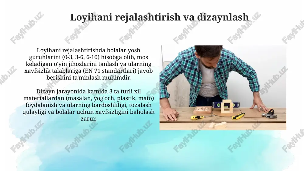 ish mumkin. yetkazib berish va o'rnatish yetkazib berish va o'rnatish xizmatlarining sifat kafolati 1 yilni tashkil etadi, bu davrda texnik nosozliklarni bepul tuzatish imkoniyati mavjud bo'lib, garantiya shartlari bilan batafsil tanishish uchun rasmiy hujjatlar bilan tanishishingiz mumkin. yetkazib berish muddati, buyurtma hajmining kattaligiga va manzilga qarab, 3 dan 7 kungacha o'zgarib turadi, transport xarajatlari alohida hisoblanadi va 10% dan 25% gacha farq qilishi mumkin. asbob-uskunalar va vositalar turli xil yoshdagi bolalar uchun mos keladigan o'yin jihozlarini yaratishda ergonomika va bolaning o'rtacha bo'yi (masalan, 3-6 yosh uchun 100-120 sm) muhim ahamiyatga ega. o'yin burchaklari uchun jihozlarni tayyorlashda taxminan 30% materiallarni qayta ishlash orqali tejash mumkin, bu esa 5-10% gacha xarajatlarni kamaytirishga yordam beradi. byudjet va xarajatlarni boshqarish materiallarni tanlashda arzon, lekin sifatli variantlarni topishga harakat qiling. masalan, yog'ochning turini tanlashda narx/sifat nisbatini hisobga olib, taxminan 20% tejash mumkin. byudjetni aniqlashda o'yin burchagi jihozlarining har bir turini (masalan, slaydlar, to'plar, stollar) alohida …
