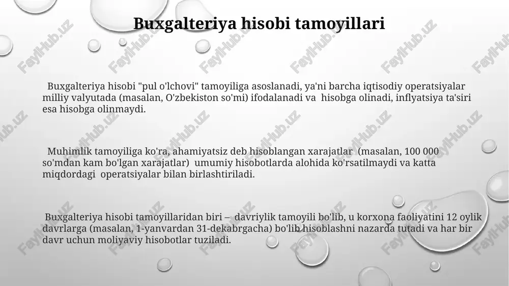 shtirilgan buxgalteriya tizimlari, o'rtacha 500 dan ortiq operatsiyani bir necha daqiqada qayta ishlash imkoniyatini berib, ish jarayonlarini tezlashtiradi va real vaqt rejimida ma'lumotlarni taqdim etadi. zamonaviy buxgalteriya dasturlari, masalan, 1c:predpriyatiye, moliyaviy hisobotlarni avtomatik ravishda shakllantirish, tahlil qilish va eksport qilish imkoniyatini beradi, xatoliklar sonini 5-10% gacha kamaytiradi. soliq hisobi soliq hisobi yuritishda to'g'ri va o'z vaqtida hisobotlar taqdim etish juda muhim, chunki kechiktirilgan yoki noto'g'ri hisobotlar uchun 10% gacha jarima solinishi mumkin. kichik va o'rta biznes sub'ektlariga soliq hisobini soddalashtirish maqsadida, davlat tomonidan belgilangan chegaralarga qadar, soddalashtirilgan soliq tizimi taklif etiladi, bu esa yillik daromadining 100 million so'mdan kam bo'lgan korxonalar uchun qo'llaniladi. soliq hisobi korxonalarning soliq majburiyatlarini aniqlash, hisoblash va to'lash jarayonlarini o'z ichiga oladi, bu esa soliq qonunchiligiga muvofiq 20 dan ortiq turdagi soliqlarni qamrab oladi. buxgalter kasbining ahamiyati buxgalteriya hisobi korxonalarning moliyaviy ahvolini aniqlashda muhim rol o'ynaydi, 100 dan ortiq ko'rsatkichlarni tahlil qilish orqali foyda, zarar va …