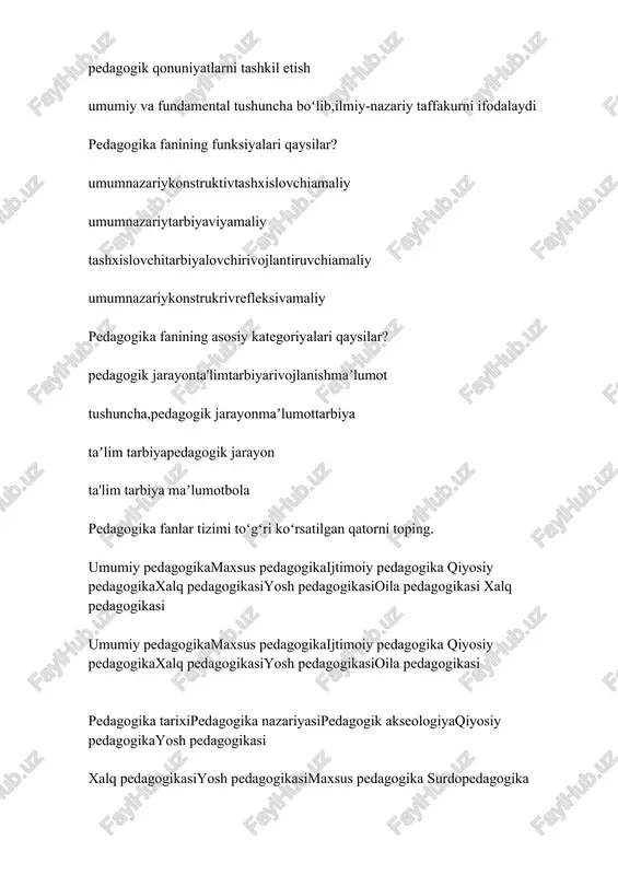 im nazariyasi dasturlashtirilga ta'lim muammoli ta'lim dogmatik ta'lim ta'lim nazariyasi axborotli ta'lim muammoli ta'lim ta'lim nazariyasidasturlashtirilgan ta'lim "buyuk didaktika"asari muallifi kim? chex pedagogi ya.a.komenskiy polyak pedagogiya.a.komenskiy nemis pedagogi ya.a.komenskiy e.bell rim oratori va oratorlik san'ati nazariyachisi nomi toʻgʻri koʻrsatilgan qatorni toping. mark fabiy kvintilian arastu tarkviniy diogen mehnatga munosabat axloqiylikning mezoni sifatidagi qarashlar qaysi olimga tegishli? golland gumanisti e.rotterdamskiy chex olimi ushinskiy polyak olimi r.koner i.f.gerbart "pedagogik metodologiya-bu aniq oʻquv predmetiga oʻtuvchi dastlabki,fundamental,umumilmiy va pedagogik nazariyalar,konsepsiyalar"- quyidagi ta'rifi qaysi olimga tegishli v.v.krayevskiy ya.a.komenskiy v.albert b.djoun ta'lim jarayonida qarama-,qarshiliklar kurashi va birligi qonuni qaysi olim tomonidan qachon isbot qilingan? m.a.danilov1969-yilda l.v.zankov1969-yilda ya.a.komenskiy1893-yil n.d.xmelov1969-yil pedagogika fanining metodologiyasi-bu... pedagogik borliqni oʻzgartirish va bilish jarayonlarini shakllari,metodlari va prinsplari toʻgʻrisidagi ta'limot ilmiy nazariyaga asoslangan ta'limot komponentlarni tavsiflab beruvchi ta'limot fan metodologiyasi va bilimlar tizimi toʻgʻrisidagi ta'limot ekzistensializmning asosiy tushunchasi- bu... mavjudlik borliq pedagogik bilimlar ta'lim jarayoni neotomiz nima? dunyoning ma'naviy va moddiy tomonlari toʻgʻrisidagi ta'limot …