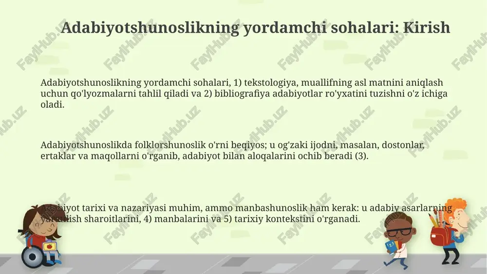 adabiyotshunoslikning yordamchi sohalari bo'yicha taqdimot - Page 3