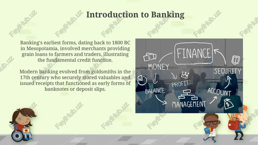 isk management. promoting economic development banks facilitate capital formation by mobilizing savings from diverse sources. these aggregated funds are then strategically channeled into productive investments, fueling economic expansion and generating employment. banks provide crucial credit facilities like small business loans at varying interest rates, supporting entrepreneurship and boosting gdp growth by enabling firms to expand their operations and invest. other ancillary services banks offer safe deposit boxes for customers to store valuable items like jewelry, important documents, and collectibles, with annual rental fees often determined by box size, averaging $50-$500. banks facilitate foreign exchange transactions, enabling customers to convert currencies for international travel, business, or investment purposes, often charging a small percentage-based commission fee typically between 1-3%. thank you for your attention image6.png image7.jpg image8.jpg image9.jpg image10.jpg image11.jpg image12.jpg image13.jpg image14.jpg image15.jpg image16.jpg image17.jpg image1.png