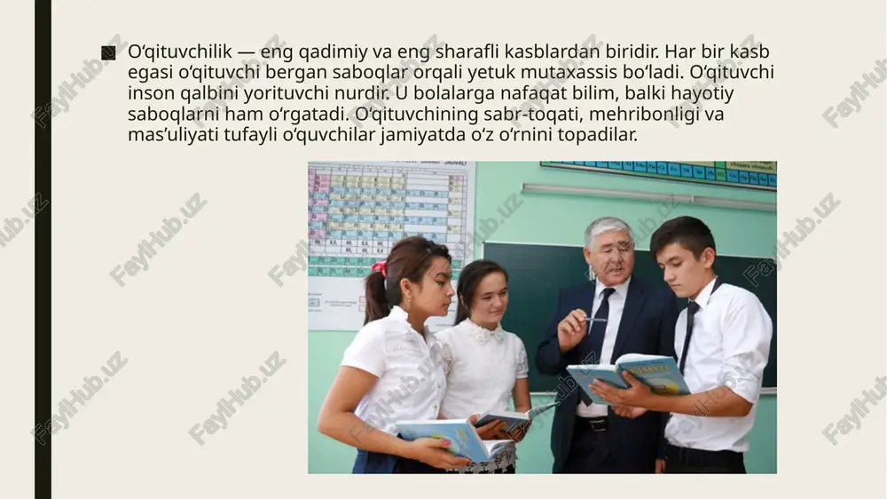 o‘lmaydi va bu talabaning kasbiy-axloqiy darajasini obyektiv baholashni qiyinlashtiradi. aksincha ideal aniq, real bo‘lsa, talabaning kasbiy-axloqiy xatti-harakatlarini taqqoslash va obyektiv baholashga imkoniyat tug‘iladi. lekin bu yo‘lda ham ayrim qiyinchiliklarga duch kelish mumkin. bunda belgilangan mezon juda oddiy, yengil bo‘lishi va talabada ayrim zarur sifatlar rivojlanmay, o‘z holida qolishiga olib keladi. pedagog odobini shaklantirishga yo‘naltirilgan ta’lim-tarbiya jarayonini tashkil etish uchun mo‘ljallangan ideal masalasi o‘ta muhim bo‘lganligi tufayli pedagog odobi fazilatlari shakllanishining ideal modeli masalasini talabalarda tarbiyachi odobiga xos sifatlar misolida quyida batafsil ko‘rib chiqamiz. o'qituvchining shaxsiy va kasbiy fazilatlari ro'yxatini ishlab chiqishga urinish uzoq tarixga ega. rossiyalik pedagog, yozuvchi, jurnalist va kitob nashriyotchisi n.i. novikova, tarbiyachi quyidagi talablarga javob berishi kerak; to'g'ri va aniq fikr yuritish qobiliyatiga ega bo'lish; bolalarga yaqinlasha olish; mehrli bo'l; rus tilini bilish va xorijiy tillar; yaxshi talaffuzga ega; yaxshi xulq-atvor va odobli tashqi ko'rinish k.d. ushinskiy qat'iy ta'kidlagan edi: "har bir o'qituvchida, ayniqsa quyi maktablar va …