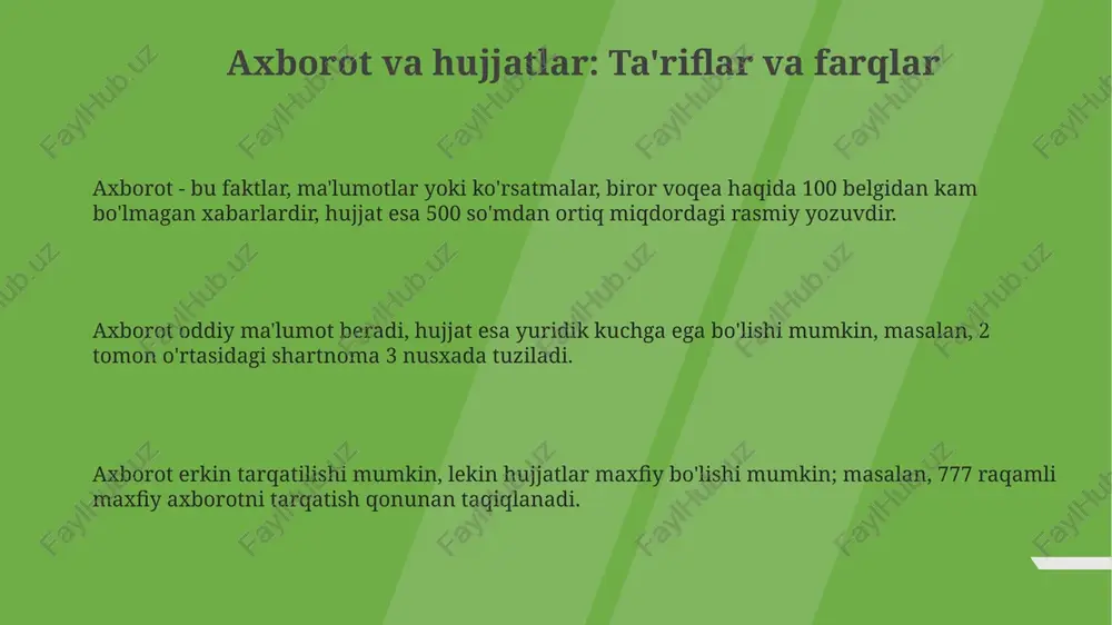 axborot va hujjatlar: ta'riflar va farqlar - Page 3