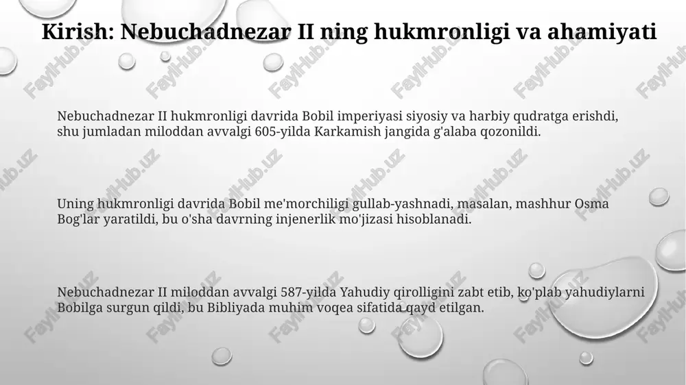 iklar 60 ta asosli sanoq tizimini rivojlantirib, vaqtni 60 daqiqaga bo'lish, burchaklarni 360 gradusga ajratish kabi aniq o'lchovlarni yaratdilar. ular sayyoralarning harakatini kuzatib, kelajakdagi pozitsiyalarini bashorat qilish uchun murakkab matematik modellardan foydalanganlar va bu astronomiyada katta yutuq edi. ilm-fanda, masalan, 'mul-apin plansheti'da yulduzlar va burjlar ro'yxati tuzilgan bo'lib, u qishloq xo'jaligi ishlarini rejalashtirishda muhim ahamiyatga ega edi. bobil qonunlari va boshqaruvi davlat boshqaruvi markazlashgan bo'lib, podshoh nebuchadnetsar ii cheksiz hokimiyatga ega edi. u soliq yig'ish, qonun chiqarish va armiyani boshqarish huquqiga ega bo'lgan. nebuchadnetsar ii davrida bobil qonunlari qattiq edi, ammo hammaga teng qo'llanilishi ta'minlanmagan. ba'zi tabaqalar uchun alohida qoidalar mavjud edi. bobil iqtisodiyoti asosan qishloq xo'jaligiga asoslangan bo'lib, davlat irrigatsiya tizimlarini nazorat qilgan. soliqlar mahsulotning 1/10 qismini tashkil etgan deb taxmin qilinadi. nebuchadnezar ii ning vorislari va imperiyaning tanazzuli nabukadnezar ii vafotidan so'ng taxtga vorislik masalasi murakkablashdi, agum ii kabi bir nechta zaif hukmdorlar davri boshlandi, ular davlatni boshqarishda …