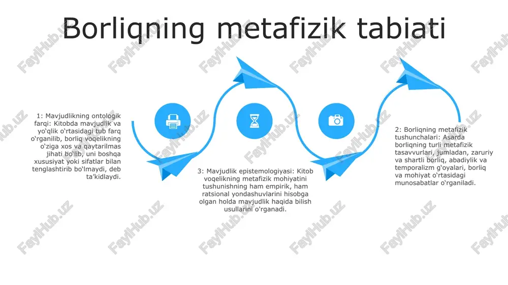 yondashuvlar, jumladan, ontologiya, metafizika va tabiat falsafasi tahlil qilinadi. subyektivlik va ma'no izlash: ushbu kitob sub'ektivlik tushunchasini va uning hayot ma'nosini izlashdagi rolini o'rganadi. u shaxsiy tajribalar, e'tiqodlar va qadriyatlarning dunyoni tushunishimizga va undagi o'rnimizga ta'sirini o'rganadi. falsafa va tabiiy fanlarda mavjudlik tushunchalari: bu ish borliqni o‘rganishda falsafa va tabiiy fanlarning kesishishini o‘rganadi. u ilmiy nazariyalar va falsafiy tushunchalarning voqelik, vaqt va butun koinot haqidagi tushunchamizni shakllantirish uchun qanday o‘zaro ta’sirini o‘rganadi. ong va o'zlikning mohiyati o'z-o'zini ko'p talqin qilish: faylasuflar va olimlar o'z-o'zidan turli xil tushunchalarni taklif qilishdi. ba'zilar o'z-o'zini birlashtirilgan mavjudot sifatida ko'rishadi, boshqalari esa uning harakatchanligi va moslashuvchanligini ta'kidlaydilar. o'z-o'zini anglash kontseptsiyasi madaniyatlar, vaqt davrlari va individual tajribalarda farq qilishi mumkin. ong o'zlikning asosi sifatida: o'z-o'zini anglashning mohiyati ongdan, o'z fikrlari, his-tuyg'ulari va tajribalarini sub'ektiv anglashdan kelib chiqadi. ong shaxsiy hikoya, o'z-o'zini aks ettirish va aniq o'ziga xoslikni shakllantirish imkonini beradi. metafizika va fan falsafasida mavjudlikning mohiyati: …