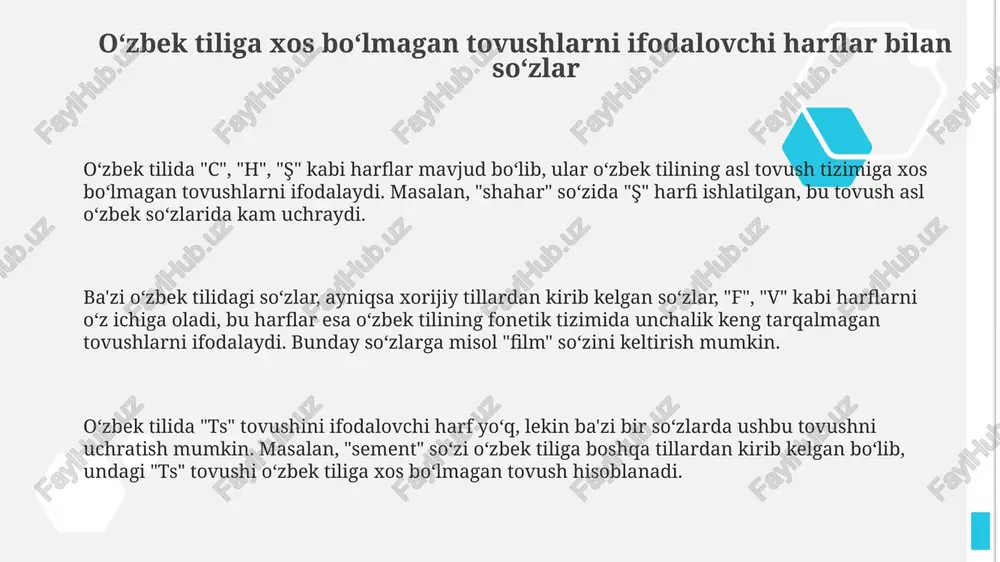 oʻzbek tiliga xos boʻlmagan tovushlarni ifodalovchi harflar - Page 3