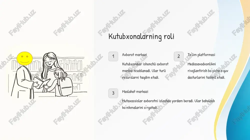 ʻlib, unda 15 mingdan ortiq nodir kitoblar va qoʻlyozmalari boʻlgan 250 mingdan ortiq nashrdan iborat materiallar saqlanadi. ular orasida oʻrta osiyoning xx asr boshigacha boʻlgan tarixi, etnografiyasi, geografiyasi va madaniyatiga oid 594 jilddan iborat noyob ensiklopediya — „turkiston toʻplami“, a. l. kun tomonidan tuzilgan 1200 dan ortiq noyob fotosuratlarni oʻz ichiga olgan 4 qismli „turkiston albomi“, sh. ibrohimov tuzgan „taqvim“ (1871), davriy nashrlar, „ostrog injili“ (1581), „arifmetika“ (1703), „9 nemis injili“ (1489), „sharq qutubxonasi“ (1697) va boshqalar mavjud. oʻzbek adabiyotining yirik vakillari choʻlpon, fitrat, abdulla qodiriy, usmon nosir, gʻafur gʻulom, abdulla qahhor va boshqalarning hayotligida ilk bor nashr etilgan asarlari katta ahamiyatga ega. kutubxona har yili fondini butlashning turli manbalaridan oʻrtacha 15-20 ming nusxa nashrlar oladi. o‘zbekiston milliy kutubxonasi (toshkent) ta'rifi: o‘zbekiston milliy kutubxonasi mamlakatdagi eng yirik kutubxona bo'lib, 1957-yilda tashkil etilgan. bu kutubxona ilmiy tadqiqotlar, o'quv materiallari va madaniy merosni saqlash uchun mo'ljallangan. u yerda turli ilmiy, akademik, tarixiy, …