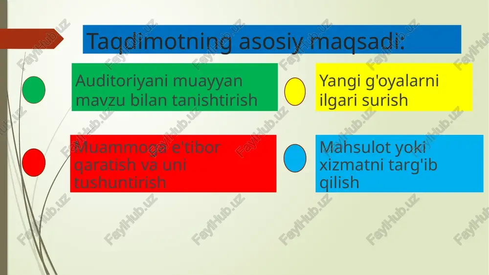 yatlari keng bo‘lgan, ko‘rgazmali grafika amaliy dasturlari tarkibiga kiradi va matn, rasm, chizma, grafiklar, animatsiya effektlari, ovoz, videorolik va boshqalardan tashkil topgan slaydlarni yaratish imkonini beradi slayd - ma'lum bir o’lchamga ega bo’lgan muloqot varaqlari hisoblanadi. unda biror maqsad bilan tashkil etilayotgan namoyish elementlari joylanadi. agar siz videoga maxsus effekt qo‘shmoqchi bo‘lsangiz, quyidagi dasturlardan foydalanishingiz mumkin: adobe after effects – professional vizual effektlar va harakatli grafikalar yaratish uchun. davinci resolve – rang koreksiyasi va maxsus effektlar qo‘shish uchun kuchli vosita. blender – 3d effektlar va animatsiyalar yaratish uchun. filmora yoki capcut – oddiy foydalanuvchilar uchun tezkor video montaj qilish va effektlar qo‘shish imkonini beradi. qadamlar: 1. dastur tanlash va ochish 2. video yoki tasvirlarni yuklash 3. effektlarni qo‘shish (masalan, portlash, yashin, slow-motion) 4. ovoz effektlarini sozlash 5. yakuniy tahrirlash va eksport qilish |animatsiyalar qo’shish qadamlar: 1. taqdimotni ochish slaydlarga animatsiya qo‘shish (powerpoint-da "animations" menyusi orqali) 3. o‘tish effektlarini sozlash ("transitions" …