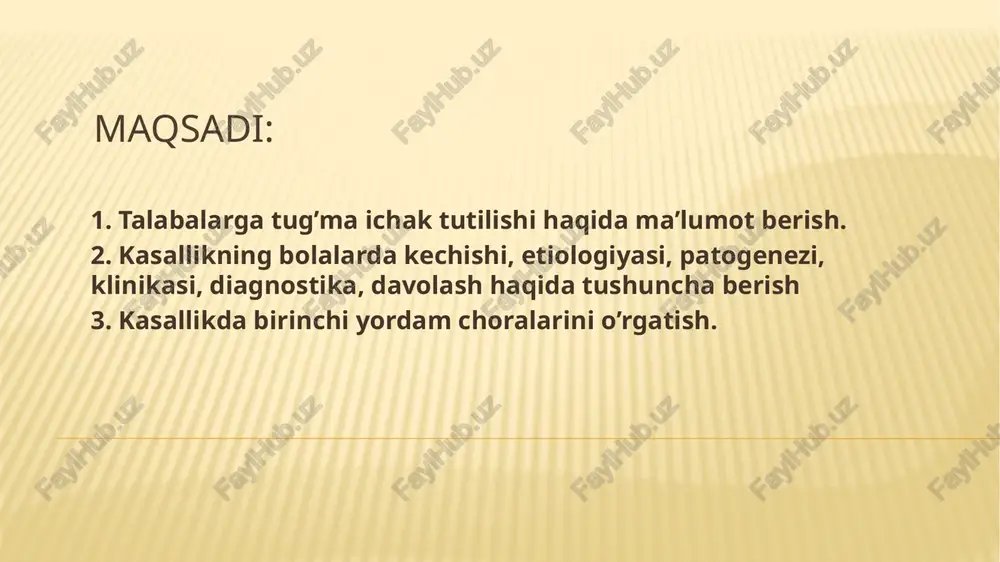 ichak tutilishida odatiy simptomlar bulmasligi sababli diagnoz kuyish kiyin buladi. ( axlat chikadi, oshkozonda yigilgan lukmalar yuk). shuning uchun uz vaktida diagnoz kuyish uchun kusish va ugjishga dikkatni karatmasdan boshka simptomlarga xam e'tibor kilish kerak. kupincha yukori ichak tutilishi bilan tugilgan bolalar etilmagan gipotrofik bulib tugiladi, bunday bolalarning tana massasi kam xollarda 2500 grdan oshadi. yukori ichak tutilishi bulgan xamma bolalarda korni chukkan buladi. ba'zi bolalarda epigastral soxaning chukishi bulmasligi xam mumkin. lekin ugjish va kusishdan keyin oldingi korin devori chukadi. xama bolalarda erta sariklik paydo bulib, tez oarda avj oladi. sababi: jigarda bilirubin kon'yugatsiyasining buzilishi va kon kontsentratsiyasining oshishi, shuningdek tez orada tana massasining yukotilishi, urtacha 1 sutkada 5-7% tana massasi yukotiladi. shunday kilib, chakaloklarda kuyidagi simptomlar bulganda vrachda tugma duodenal ichak tutilishi xakida shubxa paydo bulishi kerak. diagnostika diagnostika – yukori ichak tutilishini asosiy tekshirish usullaridan biri rentgen xisoblanadi. bunda vertikal xolatda 2 proektsiyada obzor rentgenogramma kilinadi. yukori …