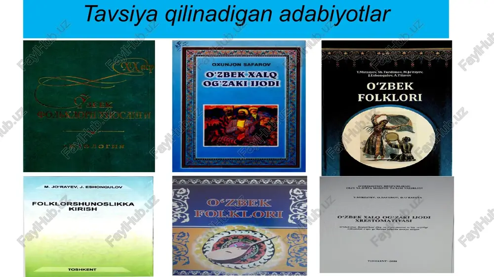 da.. o‘zbekiston fanlar akademiyasi, o‘zmu, tdpu, qo‘qon, termiz, buxoro universitetlarida folklor bo‘yicha maxsus ilmiy markazlar faoliyat yurita boshladi. folklor materiallariga erkin yondashuv. endilikda xalq og‘zaki ijodi namunalarida diniy, axloqiy, milliy va vatanparvarlik ruhidagi g‘oyalarni erkin tahlil qilish imkoniyati yaratildi. yangi ilmiy maktablar va yo‘nalishlar shakllandi. mustaqillik yillarida o‘zbek folkloridagi erkinlik, adolat, vatanparvarlik, mardlik, halollik kabi g‘oyalar alohida e’tibor bilan o‘rganila boshlandi. folklor endilikda faqat o‘tmish manbasi emas, balki hozirgi avlodni ma’naviy tarbiyalovchi, milliy ongni shakllantiruvchi vosita sifatida qaralmoqda. eposlar, dostonlar, afsonalar va maqollar orqali xalqimizning ozodlik, tinchlik va birlik haqidagi orzu-umidlari ifodalanadi. ayniqsa, “alpomish”, “go‘ro‘g‘li”, “ravshan”, “yodgor”, “rustamxon” kabi dostonlarda milliy g‘urur, vatanparvarlik va erksevarlik g‘oyalarining yangicha talqini istiqlol mafkurasi ruhida yoritilmoqda. shuningdek, mustaqillik davrida folklor ta’lim-tarbiya tizimida ham muhim o‘rin egalladi. xalq og‘zaki ijodidagi namunalar darslik va o‘quv qo‘llanmalarga kiritilib, yosh avlodda milliy g‘urur, or-nomus, vatanparvarlik tuyg‘ularini shakllantirishga xizmat qilmoqda. bundan tashqari. you can simply impress your audience and …