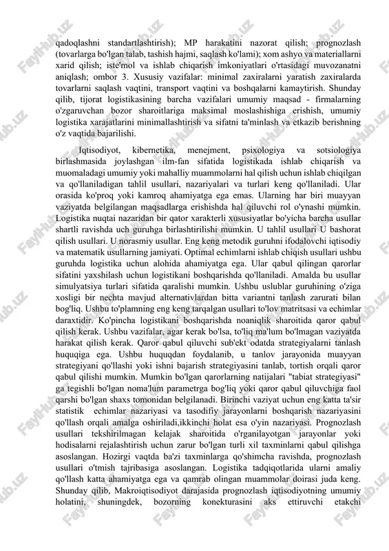 imkon beradigan va mahsulot tarqatish kanalidagi barcha oraliq aloqalarning bir xilligini ta'minlaydigan moddiy zaxiralarni rejalashtirish. 2. sotib olish. xom-ashyo, materiallar, yarim tayyor mahsulotlar va tayyor mahsulotlar sotib olishni rejalashtirish va tashkil etish, moddiy resurslar va tayyor mahsulotlar etkazib beruvchilarni tanlash. 3. mahsulotlarni tashish. transport turini tanlash, iste'molchilarga xizmat ko'rsatish jadvallarini tuzish, mahsulotni ombordan iste'molchiga etkazib berish. 4. saqlash va saqlash. omborlarni joylashtirish, omborlarni qayta ishlash, qadoqlash va boshqalar. 5. axborot. buyurtmalarni qayta ishlash, talabni prognoz qilish, kabinetga darajasini nazorat qilish. tijorat logistikasining asosiy kontseptsiyasi mahsulot taqsimotini boshqarish bo'yicha faoliyatni amalga oshirish mumkin bo'lgan vazifalar va strategiyalarni ishlab chiqish mexanizmini ta'minlash bilan bog'liq. tijorat logistikasi o'z tamoyillarini quyidagi faoliyat turlari orqali amalga oshiradi: - tarqatish-reklama, transport, mahsulotlarni muayyan tarqatish kanallari orqali sotish va mijozlarga xizmat ko'rsatishni o'z ichiga oladi. u jismoniy taqsimot-sotuvchidan iste'molchiga etkazib berish bilan bog'liq. - jismoniy ta'minot-xom ashyo yoki yetkazib beruvchi manbadan xomashyo va materiallar harakatini amalga oshiradi. …