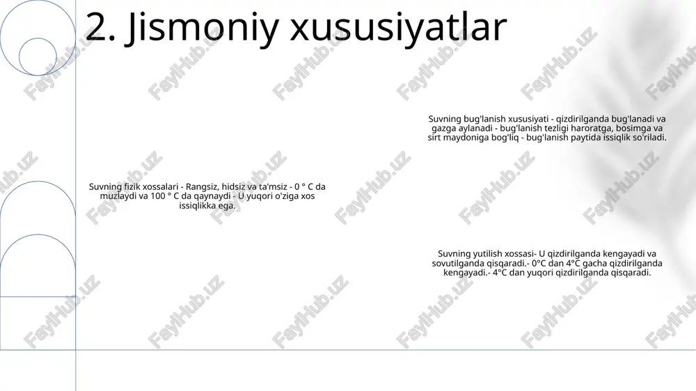 chi moddalarni chiqaradi. habitatning bo'linishi: suvlar bilan yo'ldan tashqarida haydash tabiiy yashash joylarini parchalashi mumkin, bu esa yovvoyi tabiatning harakatlanishini qiyinlashtiradi va populyatsiyaning kamayishiga olib keladi. 8. atrof-muhitga ta'siri e'tiboringiz uchun rahmat @taqdimot_robot image1.png /docprops/thumbnail.jpeg