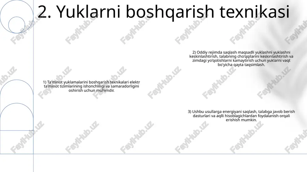 a ishlab chiqarishning umumiy narxini pasaytiradi. 6. reaktiv quvvatni boshqarish tarmoqni optimallashtirish uchun talab javobidan foydalanish: o'zgaruvchanlikni kamaytirish uchun yuklarni o'zgartirish peak soqol uchun rag'batlantiruvchi tuzilmalar: iste'molni sozlash uchun iste'molchilarni mukofotlash fasilitator sifatida energiyani saqlash: eng qizg'in soatlarda ortiqcha energiyadan foydalanish 7. talabga javob berish dasturlari elektr tarmoqlarini monitoring qilish tizimi: smart grid texnologiyalari elektr tarmoqlarini real vaqt rejimida kuzatish imkonini beradi, bu esa anomaliyalar va uzilishlarni erta aniqlash va ularga javob berishga imkon beradi. yuklarni muvozanatlashni optimallashtirish: elektr talabini tahlil qilish va bashorat qilish orqali aqlli tarmoqlar yuk muvozanatini optimallashtirishi, samaradorlikni oshirish va xarajatlarni kamaytirish uchun yuklarni eng yuqori vaqtdan uzoqlashtirishi mumkin. qayta tiklanadigan energiya integratsiyasi: aqlli tarmoqlar uzluksiz ishlab chiqarishni boshqarish va tarmoq barqarorligini muvozanatlash uchun moslashuvchan va moslashuvchan platformani ta'minlash orqali quyosh va shamol energiyasi kabi taqsimlangan qayta tiklanadigan energiya manbalarining integratsiyasini osonlashtiradi. 8. aqlli tarmoq texnologiyalari 1: alstom temir yo'l kompaniyasiga normal ish paytida elektr yuk …
