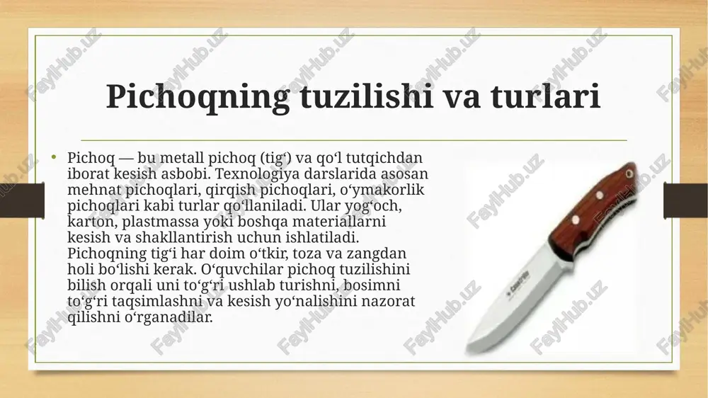 texnologiya darslarida pichoqdan foydalanish qoidalari - Page 3