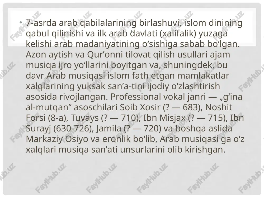 aqlash va rivojlantirish vazifalari)ga bagʻishlangan qator xalqaro ilmiy kongresslar oʻtkazilgan (qohira, 1932, 1969, bagʻdod, 1975). . e’tiboringiz uchun rahmat image2.png image3.png image4.png image5.png image6.png image7.png /docprops/thumbnail.jpeg