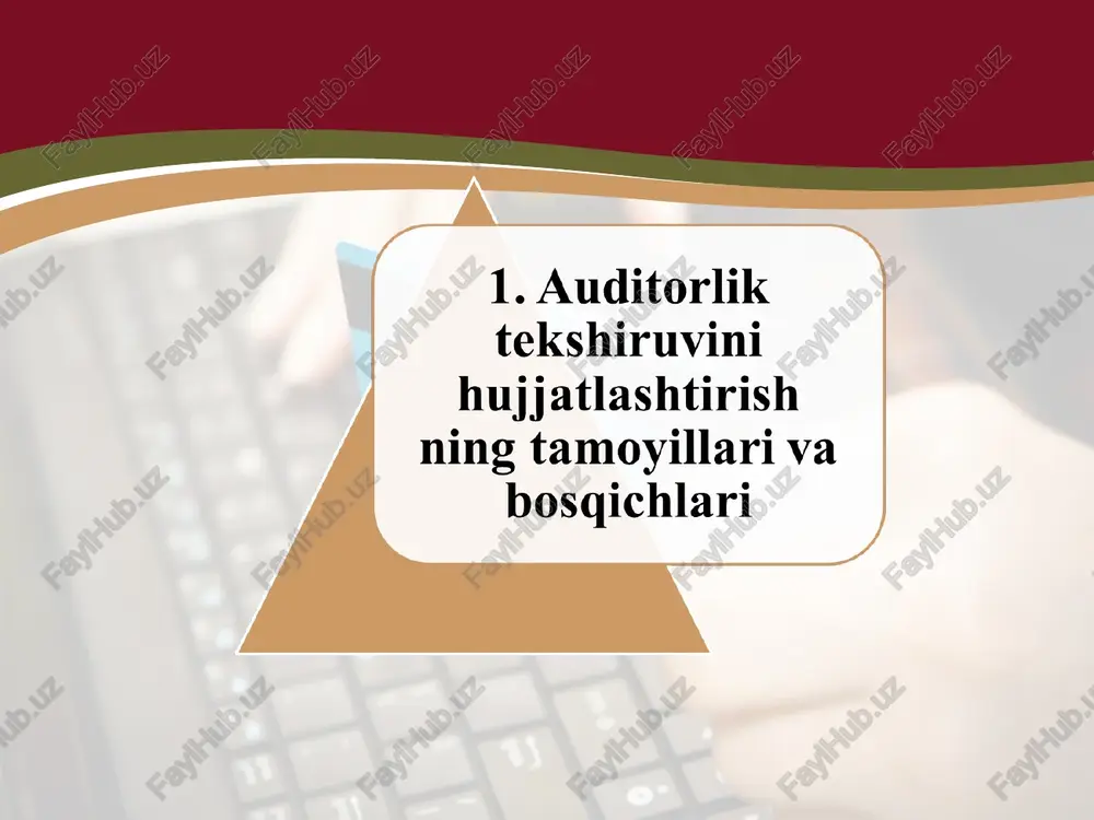 orxona bosh hisobchisi qatnashishi shart 10 xo'jalik yurituvchi sub'ekt to'laydigan soliqlar va boshqa majburiy to'lovlarni amaldagi me'yoriy hujjatlarga muvofiq to'g'ri hisoblanganligi, ular bo'yicha to'lov intizomi va hisobotlarni taqdim etish qoidalariga rioya etish holatini tahlil etish 20.03.2022 ashurov a, vasiev a. hujjatlashtirish, solishtirish-taqqoslash, inventarizatsiya, savolnoma yoki testlashdan o'tkazish, skanerlash, moliyaviy tahlil korxona bosh hisobchisi qatnashishi shart 11 xo'jalik yurituvchi sub'ekt faoliyati samaradorligini baholash (smk va sykni aniqlash va ular bajarilishi hisobini tahlil qilish) 20.03.2022 alimov m., ashurov a, vasiev a, axmedov k, berdiev v, ismoilov m. baholash, tahlil, prognozlashtirish va gipoteza, hujjatlashtirish, tahliliy amallar, moliyaviy tahlil 12 xo'jalik yurituvchi sub'ekt faoliyatining uzluksizligini baholash 21.03.2022 alimov m., ashurov a, vasiev a, axmedov k, berdiev v, ismoilov m. baholash, tahlil, prognozlashtirish va gipoteza, tahliliy amallar, kuzatish 13 audit natijasida aniqlangan xato yoki qoidabuzarliklarni paydo bo'lish sabablarini tahlil qilish va ularni kelgusida takrorlanmasligi yuzasidan amaliy tavsiyalar ishlab chiqish 21.03.2022 alimov m., ashurov a, vasiev …