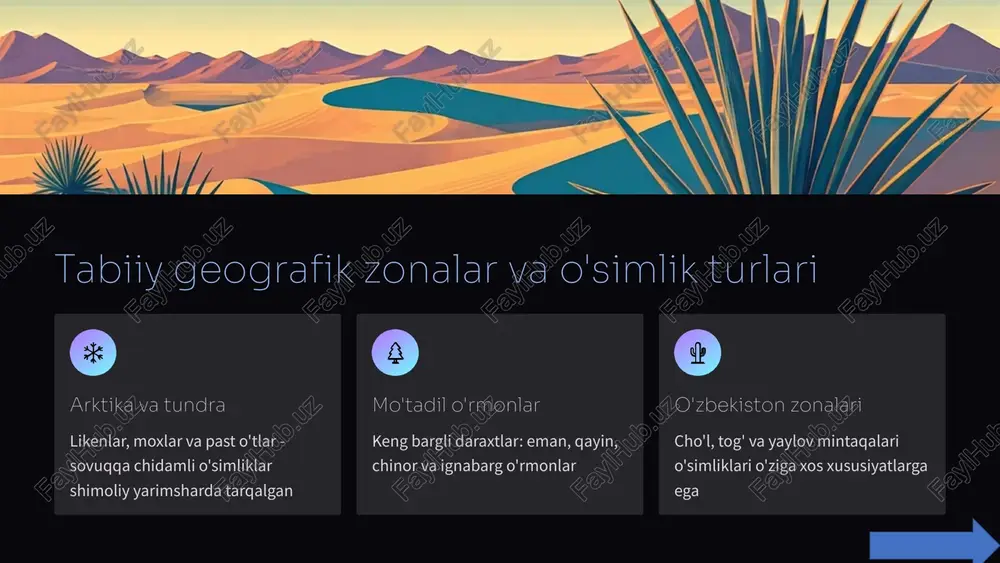 da o'simliklarning tarqalishini aniq ko'rsatish va samarali boshqarish imkoniyati yaratiladi kelajak uchun o'zbekiston tabiati boyligi va uning saqlanishi uchun ilmiy yondashuv hamda amaliy choralar davom ettirilishi lozim 10 image1.png image2.png image3.png image4.png image12.svg image5.png image6.png image7.png image8.svg image9.png image10.svg image11.png image13.png image14.png image15.png image16.png image17.svg image18.svg image19.svg image20.png image21.png image28.png image29.svg image22.png image23.svg image24.png image25.svg image26.png image27.svg image30.png image31.png