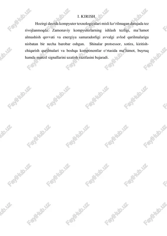 h mexanizmlari va protokollari jihatidan ancha rivojlangan. cxl’ning asosiy maqsadi — protsessor (cpu), grafik protsessor (gpu), tezlashtirgich (accelerator) va xotira modullari (memory devices) o‘rtasida yuqori tezlikda va past kechikish bilan ma’lumot almashishni ta’minlashdir. cxl shinasining arxitekturasi koherensiya (coherency) tamoyiliga asoslanadi. bu degani, cxl orqali ulanadigan har qanday qurilma tizimdagi boshqa qurilmalarning xotira holatini to‘liq va real vaqt rejimida bilib turadi. masalan, gpu yoki accelerator cpu’ning keshida saqlangan ma’lumotlarni to‘g‘ridan-to‘g‘ri o‘qiy oladi, bu esa qo‘shimcha nusxalash va kechikishni kamaytiradi. cxl texnologiyasi uchta asosiy protokoldan iborat: 1. cxl.io — bu pcie bilan to‘liq mos bo‘lgan kirish/chiqish (i/o) protokoli. qurilma boshqaruvi va konfiguratsiyasi uchun ishlatiladi. 2. cxl.cache — accelerator yoki gpu’ga cpu xotirasini kesh rejimida o‘qish imkonini beradi. 3. cxl.mem — bu protokol orqali qurilmalar o‘z xotirasini tizim xotirasiga qo‘shib, umumiy xotira maydoni sifatida foydalanadi (memory pooling). 1.3-rasm. compute express link (cxl). rambus. cxl fizik jihatdan pcie 5.0 yoki pcie 6.0 interfeysini ishlatadi, …