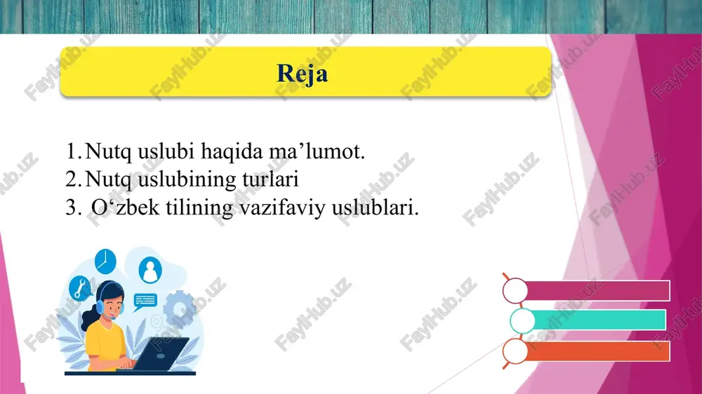 urli sohalariga aloqador so‘z va atamalarni ko‘proq tasarruf qilish, bayonning ko‘proq mantiqiy dalillarga suyanishi bilan boshqa uslublardan ajralib turadi. ilmiy uslubda tabiat va jamiyat hodisalari aniq, qandaydir qoidalar, formulalar asosida ifodalanadi. ilmiy bayonda fikr mantiqiy va ashyoviy dalillar bilan mustahkamlanib boradi. ilmiy uslubda to‘liqsiz gaplar, bir tarkibli gaplar, so‘z-gaplar deyarli uchramaydi. so‘zlashuvning qisqa dialog turi ham ilmiy uslubda yozilgan asarlar uchun begonadir. ilmiy uslubning ilmiy va ilmiy-ommabop ko‘rinishlari bor. ilmiy ommabop bayon o‘zining leksik tarkibi va sintaksisi bilan xalq ommasiga mo‘ljallangan bo‘ladi. bunday nutqda fanning maxsus sohalariga aloqador atamalar kamroq ishlatiladi, tilga olinganlariga izohlar berib boriladi. «hozirgi davr fonetikasida ikki asosiy usul mavjud: sub’ektiv va ob’ektiv usullar. sub’yektiv usul talaffuzni bevosita (ko‘rish va eshitish) kuzatishdan iborat. bu eng qadimiy va doimo qo‘llash mumkin bo‘lgan usuldir... texnik apparatura yordamida, ya’ni ob’ektiv usul- lar yordamida aniqlanuvchi artikulyatsion-akustik xusu- siyatlar eksperimental fonetik tekshirish yokn nutqni insgrumental tasnif etish deb yuritiladi». «jismning harakati to‘liq …