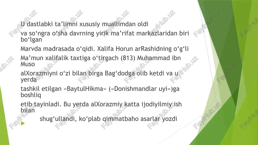 muhammad ibn muso al-xorazmiyning ta'limi - Page 3