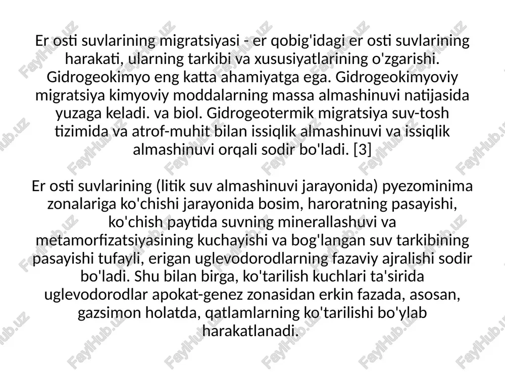 ash inshootlari qurilishini gidrogeologik asoslashda ularning atrof muhitga zararli ta’sirini kamaytirish maqsadida migratsiya (gidrogeomigratsiya) jarayonlarini modellashtirish ayniqsa muhimdir. qishloq xo'jaligining meliorativ holatini yaxshilash (tuproqlarning ozuqaviy rejimini asoslash va er osti suvlarining sifatini o'zgartirish uchun), shaharlarda, foydali qazilmalar konlarini o'zlashtirish hududlarida, er osti suvlarini sun'iy ravishda to'ldirishda gidrogeologik tadqiqotlarda migratsiya modellashtirish muhim rol o'ynaydi. zaxiralari va ularning sifatini oshirish, foydali qazilmalar konlarini shakllantirish va yo'q qilish sharoitlarini o'rganishda. [o'n] er osti suvlari ko'chishining gidrogeologik prognozlari, ya'ni er osti suvlari sifati ko'rsatkichlari o'zgarishining fazoviy-vaqtinchalik qonuniyatlarini ilmiy bashorat qilish va atrof-muhit tarkibiy qismlarining o'zgarishi, tizim dinamikasini tavsiflovchi juda qat'iy matematik modellarga asoslangan bo'lishi kerak. bunday modellarni qurishning murakkabligi er osti suvlarining migratsiyasi fizikaviy va kimyoviy mohiyati bo'yicha har xil bo'lgan jarayonlarning to'plangan namoyon bo'lishining natijasi ekanligi bilan bog'liq. bu o'rganilayotgan hodisalarning ko'p omilliligini va natijada eksperimental ma'lumotlarni izohlashda noaniqlikni keltirib chiqaradi. bundan tashqari, migratsiyani standart migratsiya parametrlari to'plamini o'z ichiga olgan biron bir …