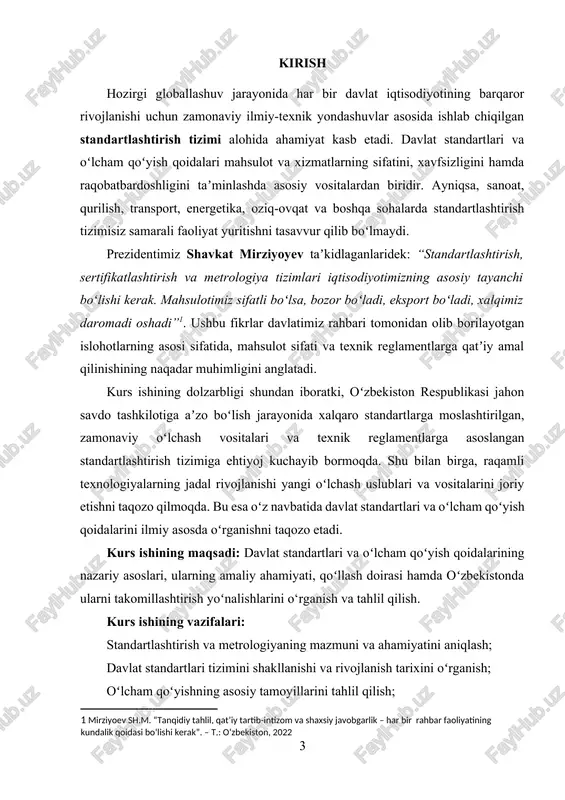 ud. kurs ishining tuzilmasi: kirish, 2 ta bob, 4 ta qism, xulosa va foydalanilgan adabiyotlar ro'yxatidan iboratdir. i bob. standartlar haqida umumiy maʼlumot 1.1. chizmachilikda standart tushunchasi o‘quvchilar chizmalarni taxt qilish uchun standartlarni mukammal o‘zlashtirishlari muhim hisoblanadi. chizmalarni tuzish, o‘qish, taxt qilishstandartlar asosida amalga oshiriladi. chizmadagi ko‘p xatoliklar ham aynan standartlarni yaxshi o‘zlashtira omaslik oqibatida kelib chiqadi. shuning uchun standartlar chizmalarni taxt qilish asosiy omil hisoblanadi[footnoteref:1]. [1: gerver v.a. muhandislik grafikasi asoslari: darslik / v.a. gerver, a.a. rivlina. - [yo'q. m.]: knourus, 2017. - 426 b. - bibliografiya: 384 b. ] davlat standartlar.ishlab chiqariladigan barcha mahsulotlarning sifatini yaxshilash ularni ma’lum o‘lchamga va sifatga ega bo‘lishini ta’minlash maqsadida xalqaro davlat standartlari belgilangan (qisqacha gost). bundan tashqari standartlarning qiyidagi turlari mavjud: ost– xalq xo‘jaligi tarmoqlari standarti; rst–respublika standartlari; stp– korxona standartlari. standartlar texnika taraqqiyotining o‘sishida, ijtimoiy mehnat unumi va xalqning turmush farovonligini mustahkamlashda muhim ahamiyatga ega. u barcha korxonalar, loyihalash tashkilotlari va …