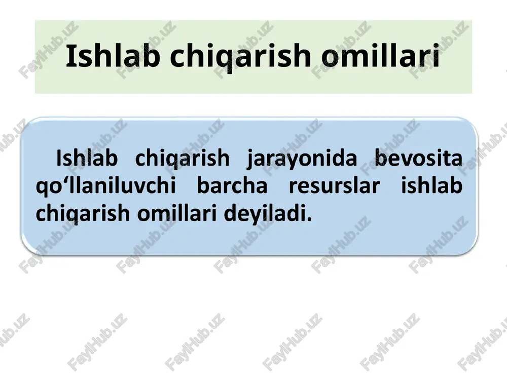 h normasi izokosta - bu ishlab chiqarish xarajatlarini ifodalovchi chiziq bo’lib, u umumiy qiymati bir xil bo’lgan ikkita ishlab chiqarish omillari sarflarining barcha kombinatsiyalarini ifodalovchi nuqtalami o‘z ichiga oladi, ya’ni umumiy qiymati bir xil bo’lgan mehnat va kapital sarflari kombinatsiyalarini ifodalovchi nuqtalarni o‘z ichiga oladi. izokosta izokosta agar firmaning ishlab chiqarish omillariga sarflanadigan byudjetni c deb belgilasak, ishchi kuchi sarfini w∙l va kapitalga sarfini r∙k desak, izokostani ifodalovchi tenglamani quyidagicha yozish mumkin: c= w∙l+ r∙k l k izokostalar xaritasi a b a va b nuqtalarda omillar sarfi miqdori turlicha bo’lsada ularda umumiy xaraja teng bo’ladi * l k ushbu tenglamadan kelib chiqadiki izokostaning burchak koeffitsiyenti quyidagiga teng: izokostaning burchak koeffitsiyenti * izokostaning burchak koeffitsiyenti izokostaning burchak koeffitsiyenti shuni ko'rsatadiki, agar firma r narxda w/r — birlik kapital sotib olish uchun bir birlik mehnat sarfidan voz kechsa ( w so‘m iqtisod qiladi), ishlab chiqarishdagi umumiy xarajat qiymati o'zgarmaydi. masalan, agar ish …