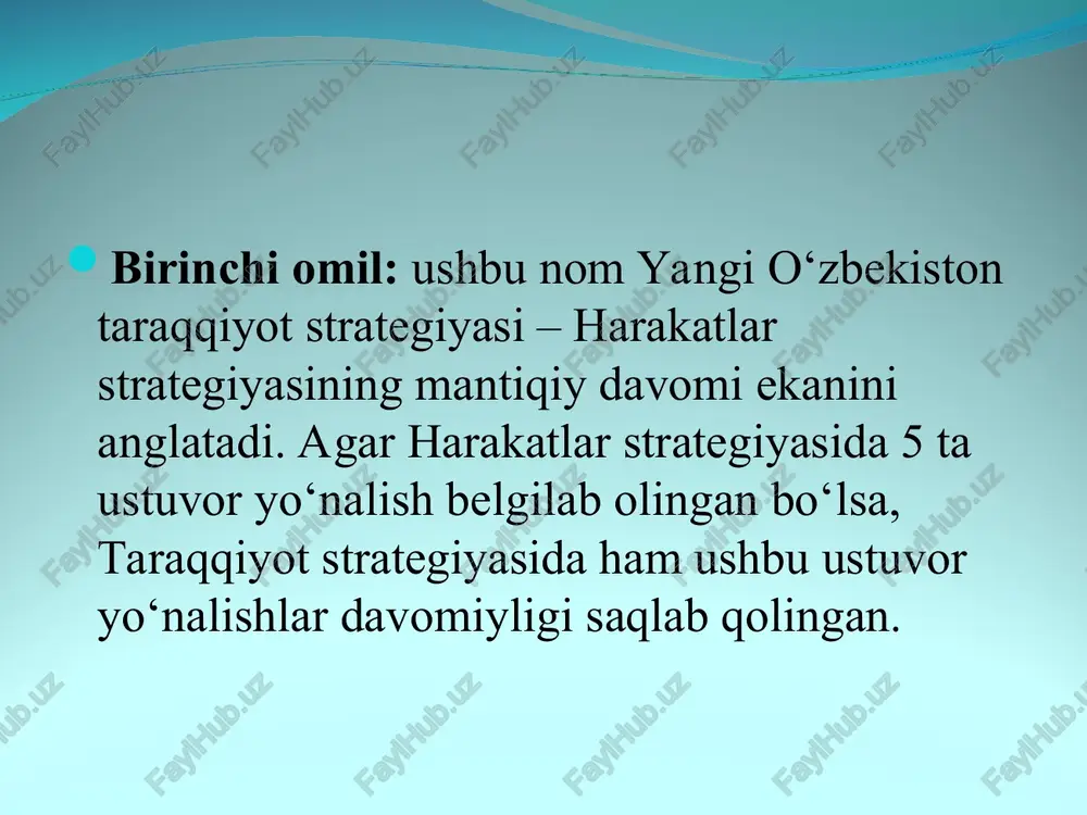 nodavlat notijorat tashkilotlari to‘g‘risidagi kodeksda fuqarolik jamiyatining huquqiy mezonlari o‘z aksini topadi. axborot kodeksi – shu vaqtga qadar amal qilayotgan ommaviy axborot vositalari, jurnalistlar faoliyati, axborot va so‘z erkinligiga bag‘ishlangan o‘ndan ortiq qonun kodifikatsiya qilingan yagona va yaxlit qonun hujjati sifatida qabul qilinishining natijasi bo‘ladi. to‘rtinchi omil: yangi o‘zbekiston tarraqqiyot strategiyasining nafaqat nomlanishi, ayni chog‘da unda belgilangan ustuvor yo‘nalishlar va muhim vazifalar ham milliy yoki mintaqaviy miqyosdagina emas, balki global darajada ulkan ahamiyatga molik xalqaro hujjatlar bilan uyg‘un va hamohangdir. taraqqiyot strategiyasi – dunyo taraqqiyot trendlariga to‘la mos birlashgan millatlar tashkiloti 2015-2030 yillarda barqaror taraqqiyot maqsadlarini elon qilgan. bu xalqaro hujjat o‘zbek tilida “barqaror taraqqiyot maqsadlari” yoki “barqaror rivojlanish maqsadlari”, degan nomlar bilan sizu bizga yaxshi tanish. dastlab harakatlar strategiyasida, endilikda esa taraqqiyot strategiyasida ham o‘zbekiston bajarishni o‘z zimmasiga olgan bmt barqaror taraqqiyot maqsadlarini mamlakatimiz hayotiga tatbiq etishning aniq taktika va strategiyalari belgilab berilmoqda. boshqacha aytganda, o‘zbekiston tashqi xalqaro munosabatlarning …