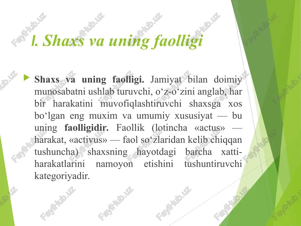 pli (dialogik, sheriklik) yoki sub’ekt - ob’ektli (monologik) bo‘lishi mumkin. muloqot murakkab jarayon bo’lganligi uchun ham ayrim olingan muloqot shaklini analiz qilganimizda unda juda ko’p xilma xil krinishlar, komponentlar va qismlar borligini aniqlashimiz mumkin. g.m. andreeva muloqotning quyidagi tuzilishini taklif etadi: kommunikativ tomoni (ya’ni muloqotga kirishuvchilar o‘rtasidagi ma’lumotlar almashinuvi jarayoni) interaktiv tomoni (ya’ni muloqotga kirishuvchilarning xulq-atvorlariga ta’sir jarayoni) perseptiv tomoni (ya’ni muloqotga kirishuvchilarning bir-birlarini idrok etishlari va tushunishlari bilan bog‘lik psixologik jarayon) 1. kommunikativ tomoni nutq (yozma, og‘zaki). til vositasida olib boriladigan muloqot verbal, ya’ni so‘zli deyiladi. muloqot jarayonida noverbal vositalardan: turli xil harakat, qiliq, holat, kulgu, ohang, to‘xtash (pauza), hissiy holatlar, kulgu, yig‘i, ko‘z qarashlar, yuz ifodalaridan foydalaniladi, ular muloqot jarayonini yanada kuchaytirib, uni to‘ldiradi, ba’zan esa nutqli muloqotning o‘rnini bosadi. paralingvistik ta’sir - bu nutqning atrofidagi nutqni bezovchi, uni kuchaytiruvchi yoki susaytiruvchi omillar: nutqning baland yoki past tovushda ifodalanishi, artikulyatsiya, tovushlar, to‘xtashlar, duduqlanish, yo‘tal, nidolar kiradi. 2. interaktiv …