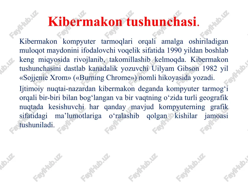 ning terroristlar uchun qulay jihatlari: 1. internetga kirishning osonligi. 2. foydalanuvchilar sonining ko'pligi. 3. aloqaning anonimligi. 4. tashqaridan boshqarish va tahrir qilish cheklanganligi. 5. axborotlar qisqa muddatda keng makonda tez tarqalishi. 6. sarf-xarajatlarning bir necha bor kamligi. ushbu fakt va raqamlar internet sanoati rivojlanib borayotgan hozirgi davrda kishilarning axborotlarga nisbatan juda ehtiyotkorlik, ogohlik va ziyraklik bilan munosabatda bo'lishlarini taqozo etadi. boshqacha aytganda, kishilarimizda, ayniqsa, yoshlarimizda axborot iste'moli madaniyatini shakllantirish bugungi kundagi muhim vazifalardan hisoblanadi. aynan shu taraqqiyot vositasidan ustamona foydalanib, qalblarni zabt etishda diniy omilning roli yuqori. shuning uchun ham turli diniy-ekstremistik va terrorchi uyushmalar o'z g'oyalarini targ'ib qilishda internetni eng samarali vosita sifatida qo'llamoqda. diniy saytlarning mavzusi bo'yicha turlari internetdan eng ko'p foydalanadigan diniy-eksremistik uyushmalar internetdan eng ko'p foydalanadigan diniy-eksremistik g'oyalari terrorchi va ektremistik mazmundagi saytlarning umumiy xususiyatlari targ'ibot va tashviqot maqsadida ma'lumot tarqatish; tarmoq va shahobchalarni tashkil etish; terroristlarning internetdan maqsadlari a'zolik va xayriya badallarini yig'ish hamda ulardan …