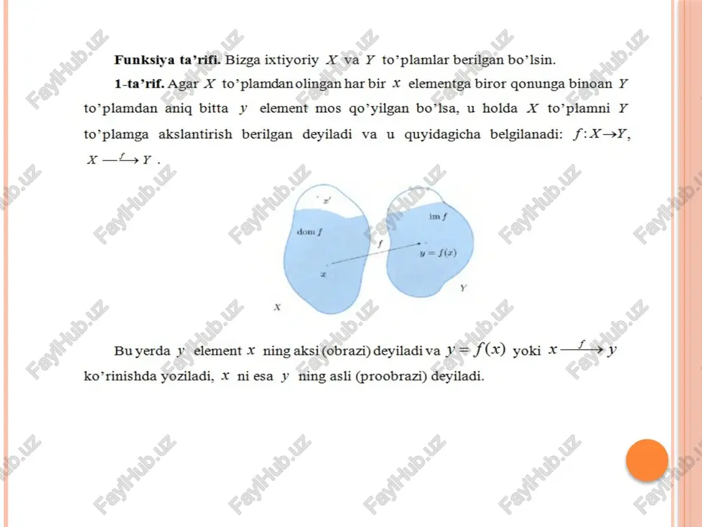 vriy juft toq monoton qonun qoida chegaralangan klasterlar y=ctgx funksiya davriy funksiya funksiya toq unga teskari funsiya y=arcctgx aniqlanish sohasi (-∞; + ∞)\πk funksiyaga teskari funksiya mavjud grafigi kordinata boshiga nisbatan simetrik qiymatlar sohasi r ga teng foydalanilgan adabiyotlar 1. toshmetov o’., turgunbayev r., saydamatov e., madirimov m. matematik analiz i-qism. t.: “extremum-press”, 2015. -28-36 bb. 2. claudia canuto, anita tabacco mathematical analysis. i. springer-verlag. italia, milan. 2008.- 31-36p. 3. xudayberganov g., vorisov a., mansurov x., shoimqulov b. matematik analizdan ma’ruzalar. i t.:«voris-nashriyot». 2010 y. 63–70 b. image9.png image10.png image11.png image12.png image13.png image14.png image15.png image16.png image17.png image18.png image19.png image20.emf image21.png image22.png image23.png image24.png image25.png image26.png image27.png image28.png image29.wmf image30.wmf oleobject1.bin oleobject2.bin image31.wmf image40.wmf image32.wmf image33.wmf image34.wmf image35.wmf image36.wmf image37.wmf image38.wmf image39.wmf oleobject7.bin oleobject8.bin oleobject9.bin oleobject10.bin oleobject11.bin oleobject12.bin oleobject3.bin oleobject4.bin oleobject5.bin oleobject6.bin image41.png image42.png image43.png image44.png oleobject13.bin oleobject14.bin image45.png image46.png image47.png image48.png image49.png image50.png image51.png image52.png oleobject19.bin oleobject20.bin oleobject21.bin oleobject22.bin oleobject23.bin …