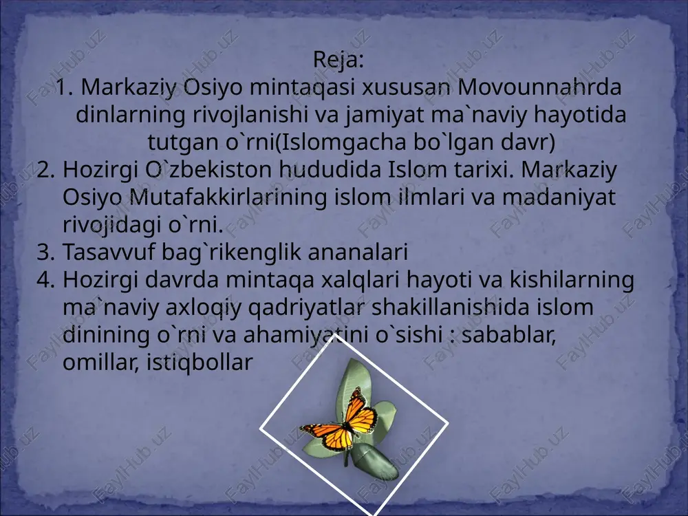 insiplari o'rnatilgan jamiyat qurish uchun siyosiy kurashni boshlab yubordi. tashkilotning asosiy maqsadi islom dinini afsonalardan tozalash, omma orasida islom ta'limotlarini keng yoyish va mamlakatni inglizlardan ozod qilish edi. o'zbekiston mustaqillikka erishganidan so'ng misr arab respublikasi bilan mamlakatimiz orasida do'stona aloqalar yanada mustahkamlanib bormoqda. yurtimiz dunyoga yuz tutgan bir paytda boshqa davlatlar qatori misr arab respublikasi bilan ham diplomatik aloqalar o'rnatildi. toshkentda misr elchixonasi ochildi. 1995 yil 1 sentabri - o'zbekiston mustaqilligining 4 yillik bayrami bilan bir vaqtda qohirada o'zbekiston elchixonasining tantanali ravishda ochilish marosimi bo'ldi. toshkentda misr elchixonasi qoshida misr madaniyat markazi o'z faoliyatini davom ettirmoqda. mamlakatimiz fuqarolari bu yerda misr madaniyati, tarixi, uning erishgan yutuqlari haqida o'zlarini qiziqtirgan ma'lumotlarni olishlari mumkin. hadislarning yozma holatga keltirilmaganligiga yana bir asosiy sabab, payg’ambar a.s.ning qur’on bilan chalkashib ketmasligi uchun ularni yozishdan ta’qiqlaganliklari bo’ldi. lekin payg’ambar a.s. bir guruh sahobalarga hadislarni yozishga ruxsat berganlar, shuningdek, ba’zi bir shaharlarga yuborgan maktublarida ham hadislarning yozma …