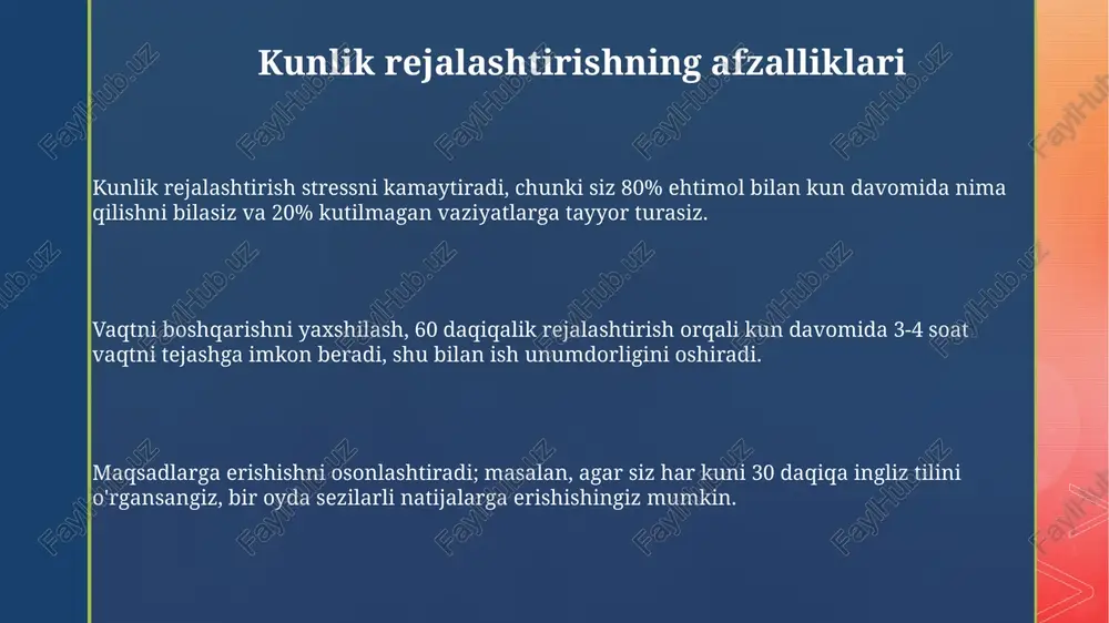 shaxsiy kun tartibini samarali rejalarshtirish usullari - Page 3
