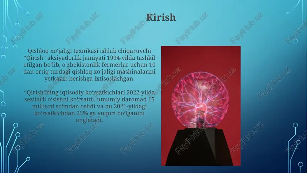 ing saqlanish qonunining maxsus holati boʻlib, sistemaning ichki energiyasi (δu) berilgan issiqlik (q) va bajarilgan ish (w) yigʻindisiga teng, yaʼni δu = q - w. ichki energiya (u) holat funksiyasi bo'lib, faqat sistemani boshlang'ich va oxirgi holatlariga bog'liq. jarayon yo'liga bog'liq bo'lmaganligi sababli, davriy jarayonda ichki energiya o'zgarishi nolga teng bo'ladi, ya'ni δu = 0. e'tiboringiz uchun rahmat image3.png image4.jpg image5.jpg image6.jpg image7.jpg image8.jpg image9.jpg image10.jpg image11.jpg image12.jpg image13.jpg image1.png