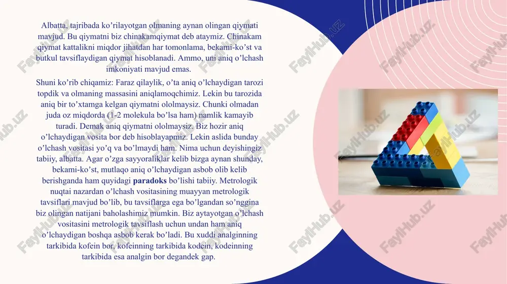 arni bildiradi. bu soʼzlarni ilk bora qadimgi grek faylasuflari kiritganlar. ularning talqinicha, har bir inson anglaydigan ilm, maʼlumot yoki axborot muayyan bir tajribadan, voqelikdan yoki amal (saboq olish, yodlash, oʼqish va shu kabilar) dan soʼng mujassamlashadi. hosil qilingan axborot keyingi amallar mobaynida ortib boradi va maʼlum bir davrdagi aposterior maʼlumot aprior maʼlumotga aylanadi. shunday qilib, oʼlchashlar nazariyasi nuqtai nazaridan qaraydigan boʼlsak, muayyan oʼlchashni amalga oshirishdan oldin shu oʼlchashga tegishli boʼlgan maʼlum doiradagi maʼlumotlar aynan aprior maʼlumotni bildiradi. agar bizda mana shu maʼlumotlar boʼlmasa, u holda umuman oʼlchash toʼgʼrisidagi tushunchaning oʼzi shakllana olmaydi ham. tajriba orqali, yuqorida aytilganlarga ishonch hosil qilishingiz mumkin. tili chiqqan, bemalol soʼzlasha oladigan 4-5 yoshlar atrofidaboʼlgan bogʼcha bolasiga elektr tarmogʼidagi kuchlanish qandayqiymatga ega ekanligini aniqlab berishni soʼrab murojaat qilib koʼring… natijasi oldindan maʼlum. darhaqiqat bu bolada elektr kuchlanishi degan kattalikning mohiyati, uni qanday birliklarda va qanday oʼlchash asbobida, qanday qilib oʼlchash mumkinligi borasida deyarli hech qanday maʼlumotlar …