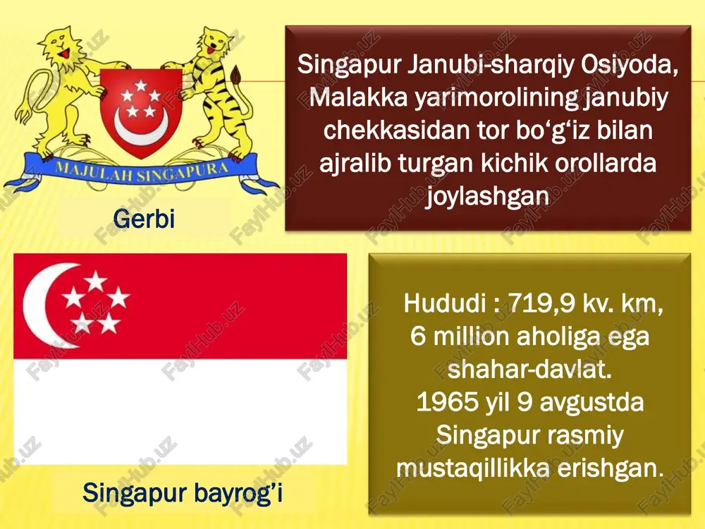 maishiy xizmat turlarining qimmatligi bilan tokiyoni dunyoning eng qimmat shaharlari ro‘yxatidan surib tushirgan. singapur shuningdek kiyim-kechak narxi eng baland shahar ekan. dunyoning eng qimmat shaharlari beshligiga parij, oslo, tsyurix, sidney kirgan. tokiyo birinchi o‘rindan oltiga tushib ketgan. qimmat shaharlar ro‘yxatida osiyo, avstraliya va yevropa shaharlari yetakchilik qilmoqda. shuningdek, karakas, jeneva, melbrun, kopengagen ham turmush tarzi qimmat shaharlar qatoriga kiritilgan xo‘sh, singapur nimaning hisobiga rivojlandi? bu savolning javobi bitta – uddaburon yetakchilik hisobiga deyish mumkin millat otasi sifatida tan olingan va davlatni 30 yil boshqargan li kuan yu o‘z irodasini namoyish qildi li kuan yuning safdoshlari yagona jamoa bo‘la olishdi  yuqori salohiyatli odamlarni millatga bosh qilish, amaliy ishbilarmonlik muhitini yaratishga urinish hamda halollik! li kuan yu mamlakatda o‘ttiz yil davomida bosh vazir lavozimida ishladi u xorijiy sarmoyadorlarni o‘z mamlakatiga taklif qilish bilan ishlarni boshladi. mamlakatda qimor o‘yinlari taqiqlandi, alkogol ichimliklar faqatgina maxsus do‘konlarda yuqori narxlarda sotiladi. li kuan yu hukumatning …