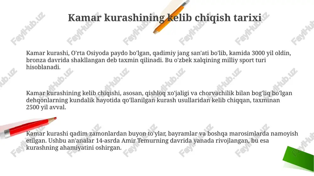 kamar kurash kelib chiqish tarixi va usullari - Page 3