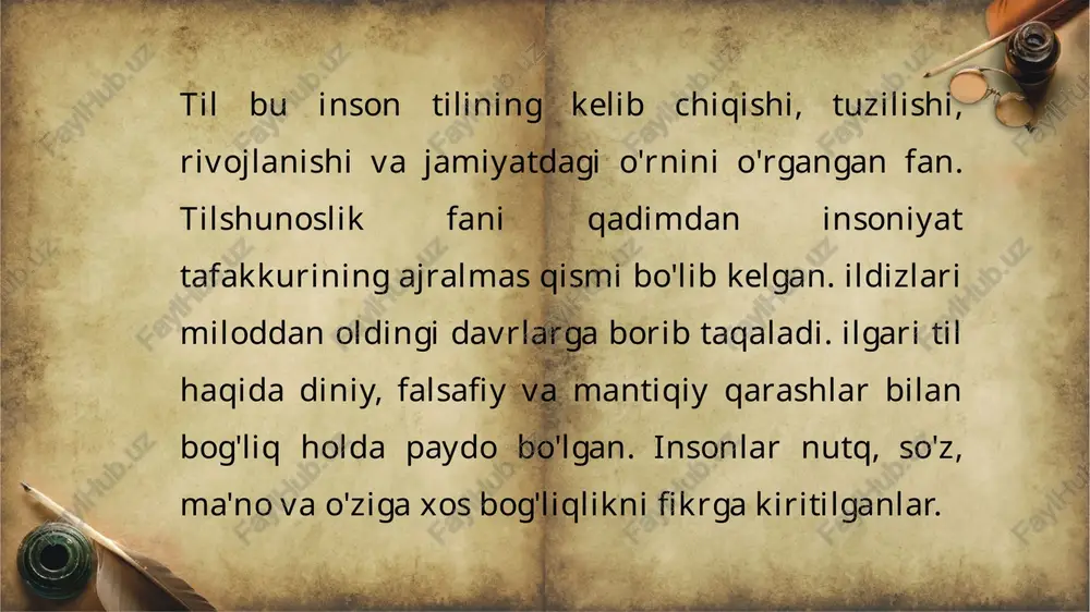 tizimi haqidagi ilmiy izlanishlar tilshunoslik fanining rivojida muhim bosqich bo'ldi. bu ilmiy merosning arab, yevropa sharq tilshunosligi maktabga zamin yaratdi. e’tiboringiz uchun rahmat!!! slide 1 slide 2 slide 3 slide 4 slide 5 slide 6 slide 7 slide 8 slide 9 slide 10 slide 11 slide 12 slide 13 slide 14 slide 15